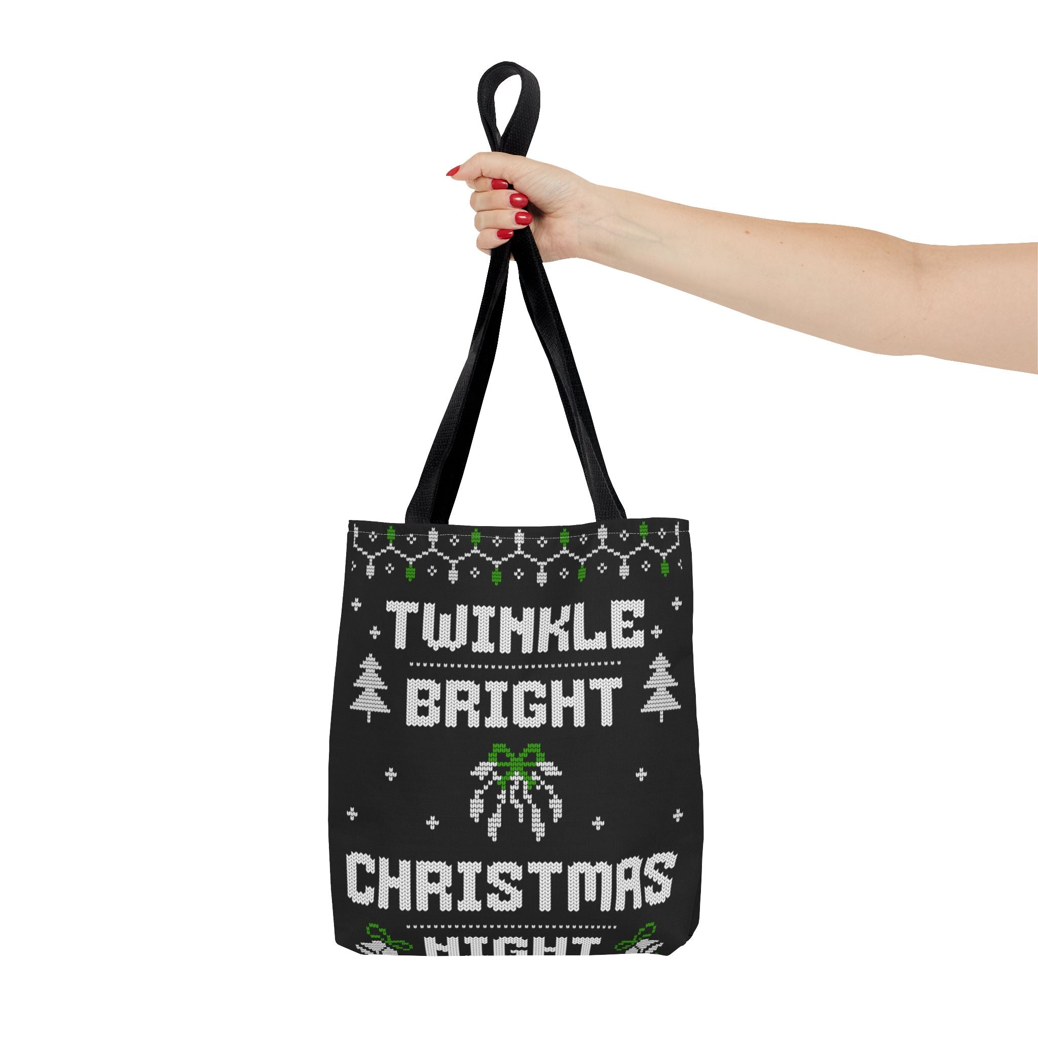 Christmas Tote Bag, Holiday Shopping Bag, Festive Gift Bag, Twinkle Bright Designs, Eco-Friendly Christmas Decor