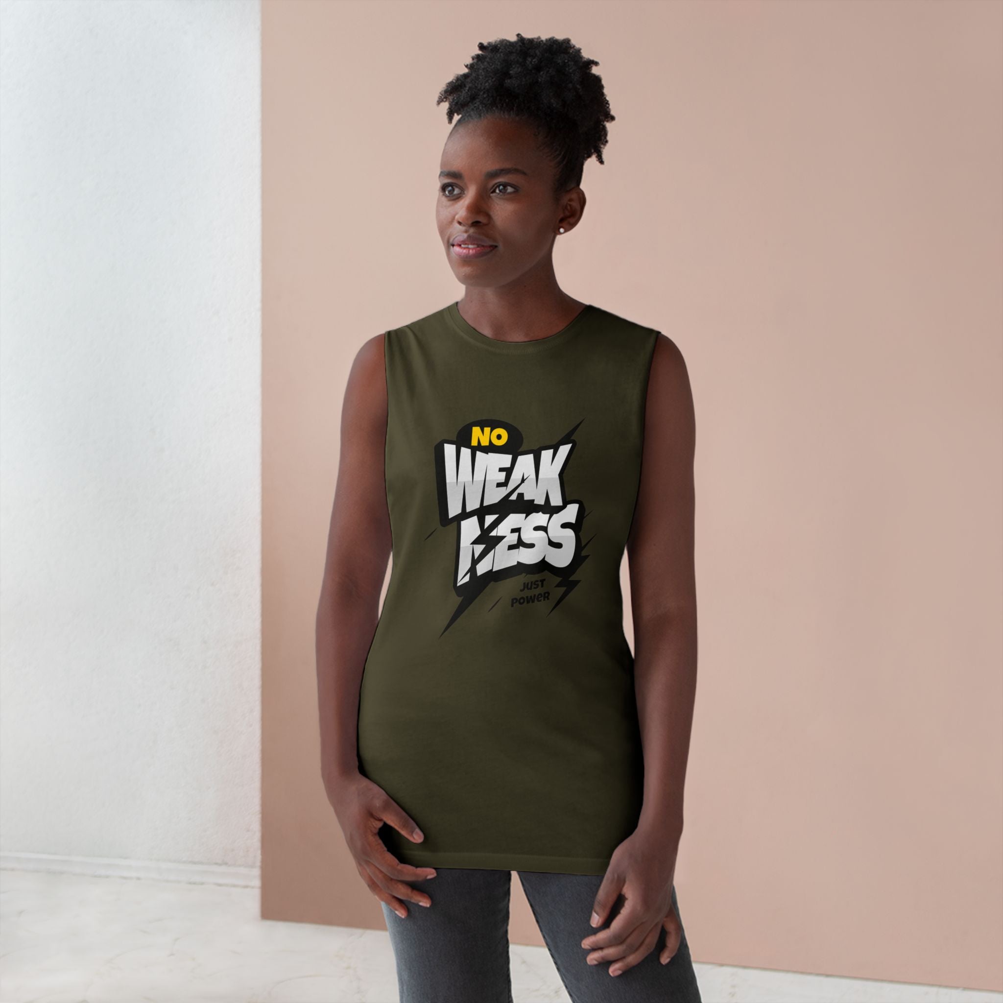 Motivational Unisex Tank Top - 'No Weakness Just Power'
