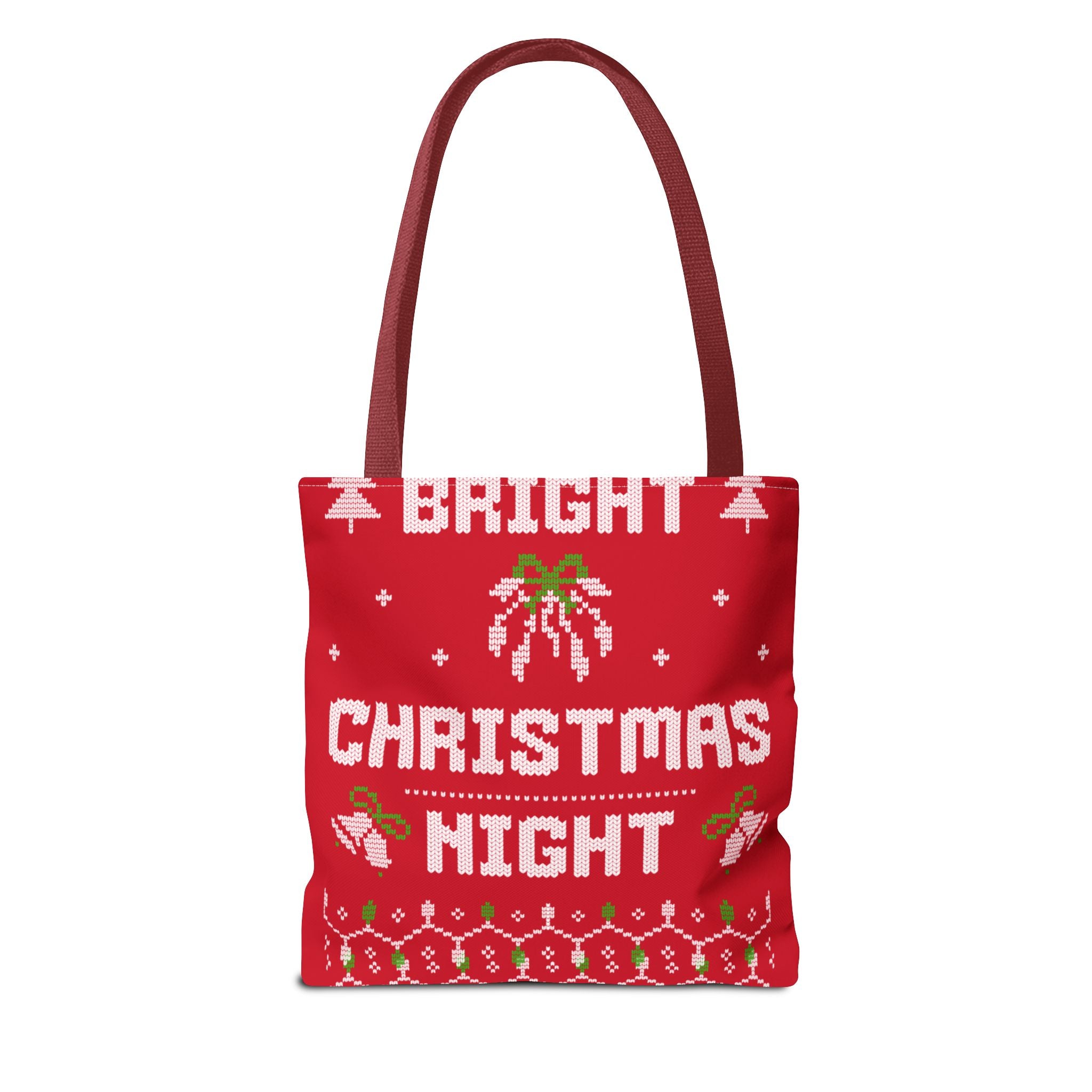 Red Christmas Tote Bag, Holiday Shopping Bag, Festive Gift Bag, Twinkle Bright Designs, Eco-Friendly Christmas Decor