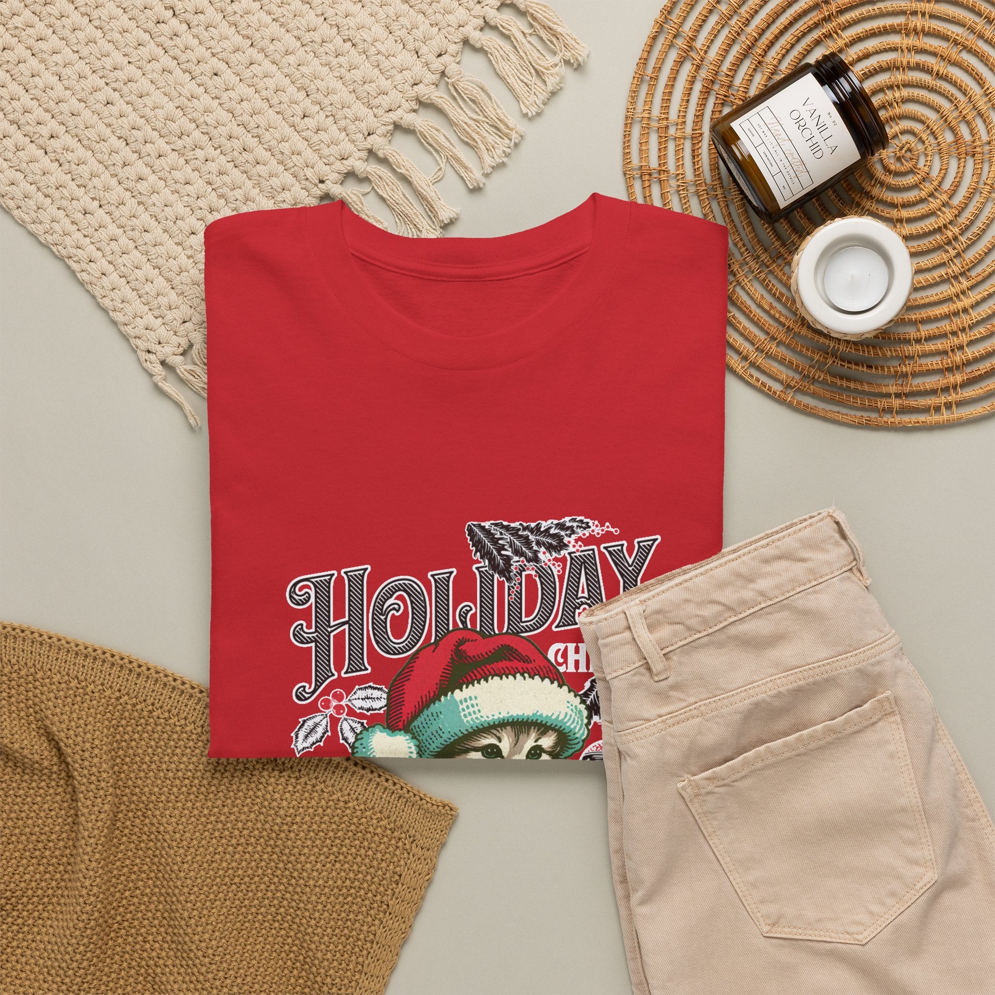 Christmas Peace & Love Holiday T-Shirt — Festive Floral Christmas Graphic Tee