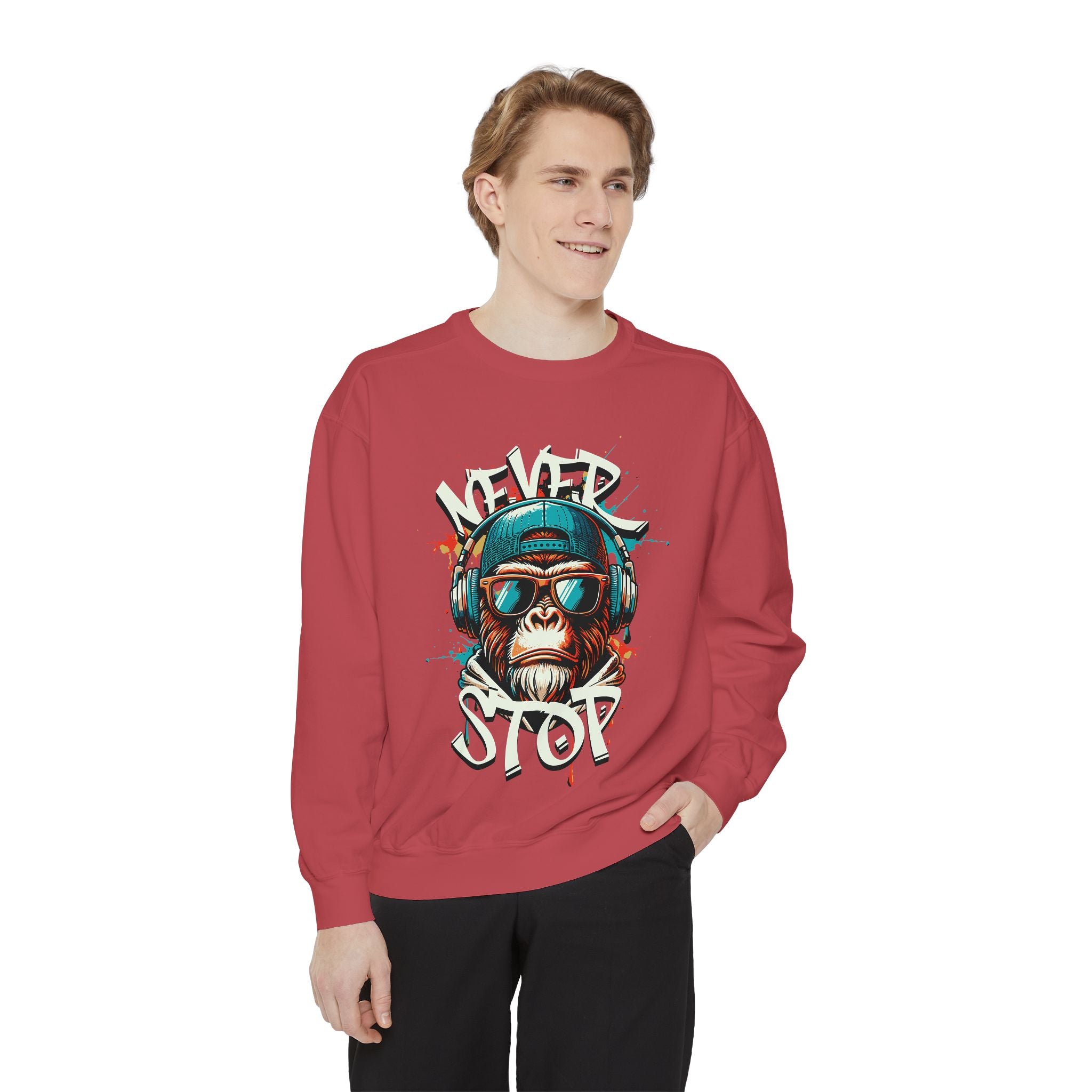 Cool Monkey Graphic Unisex Sweatshirt - Relaxed Fit, Perfect for Casual Outings, Gifts, Music Lovers, Hipster Vibe, Everyday Wear