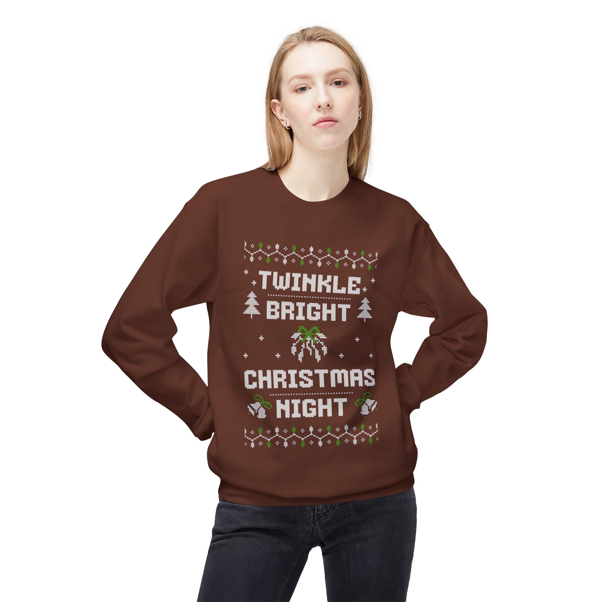 Twinkle Bright Christmas Night Unisex Sweatshirt, Casual Streetwear, Gift for Birthdays, Unisex Crewneck, Trendy Outfit