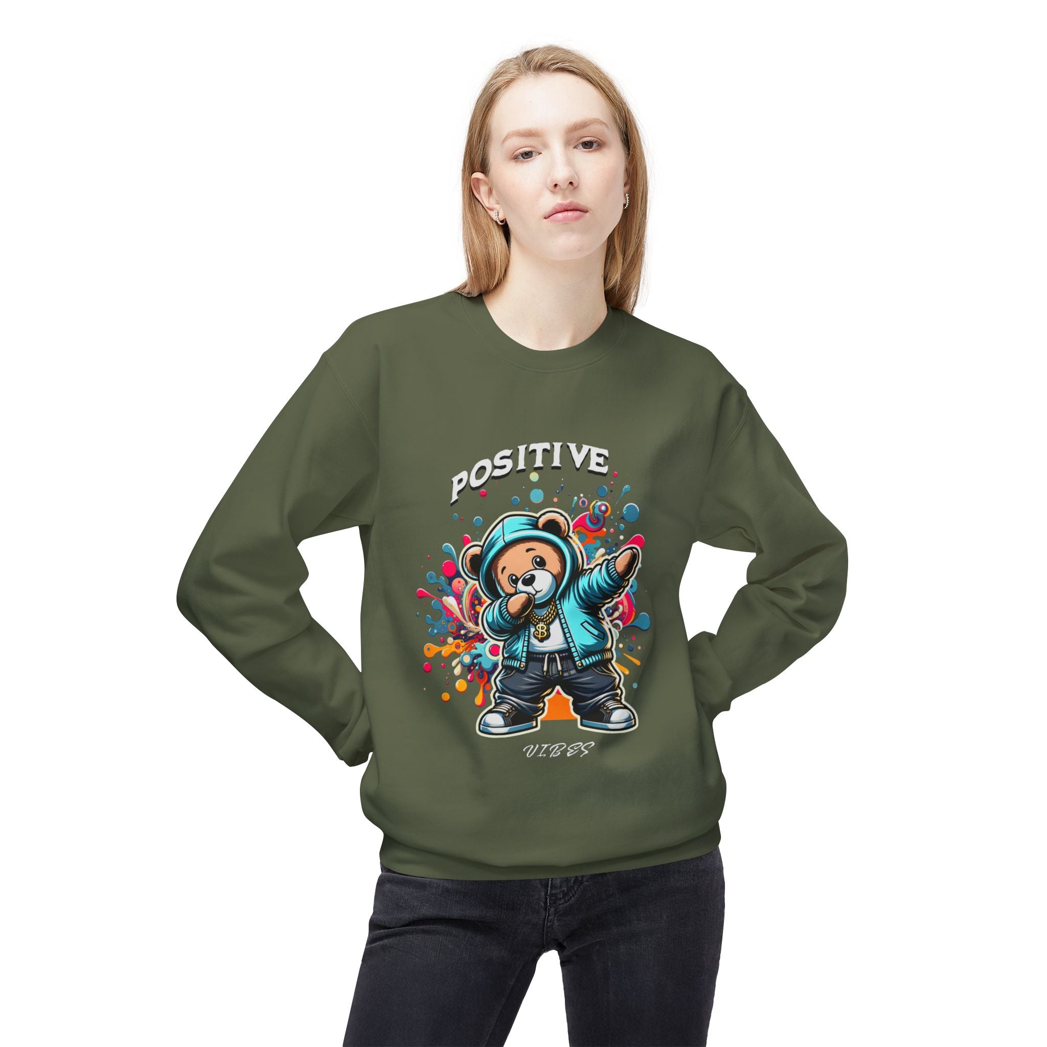 Positive Vibes Monkey Sweatshirt, Casual Streetwear, Cool Gift, Unisex Crewneck, Trendy Outfit
