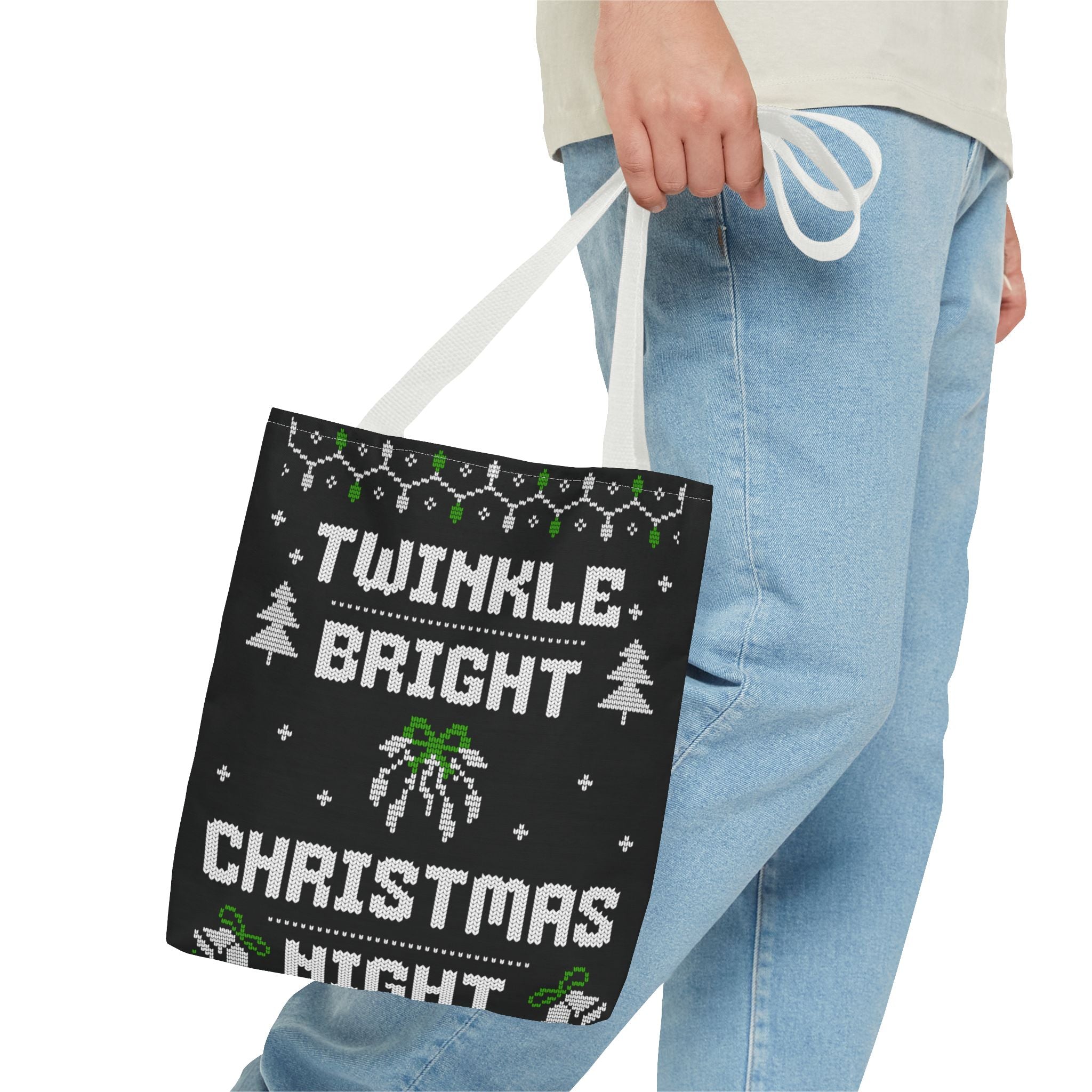 Christmas Tote Bag, Holiday Shopping Bag, Festive Gift Bag, Twinkle Bright Designs, Eco-Friendly Christmas Decor