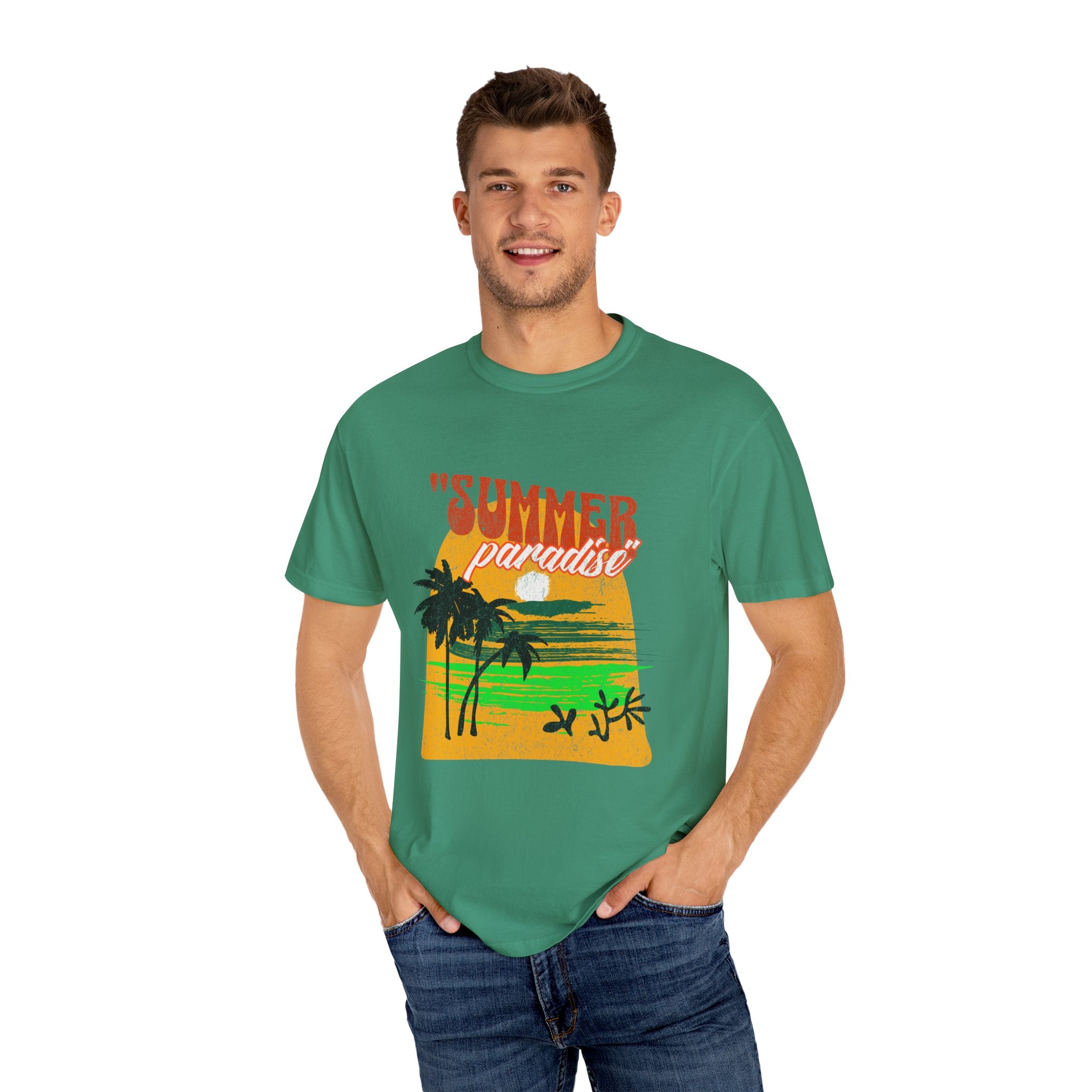 Tropical Summer Paradise Unisex Garment-Dyed T-Shirt