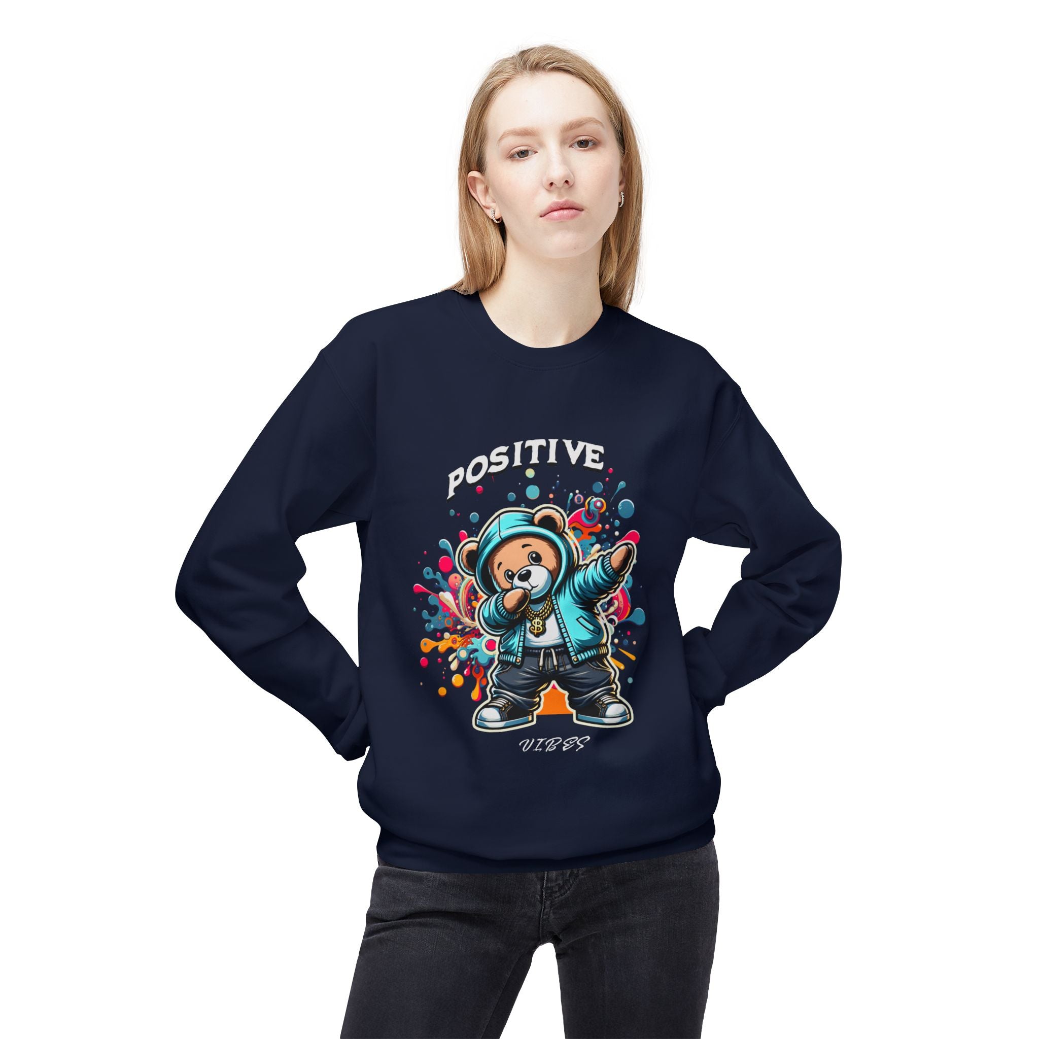 Positive Vibes Monkey Sweatshirt, Casual Streetwear, Cool Gift, Unisex Crewneck, Trendy Outfit