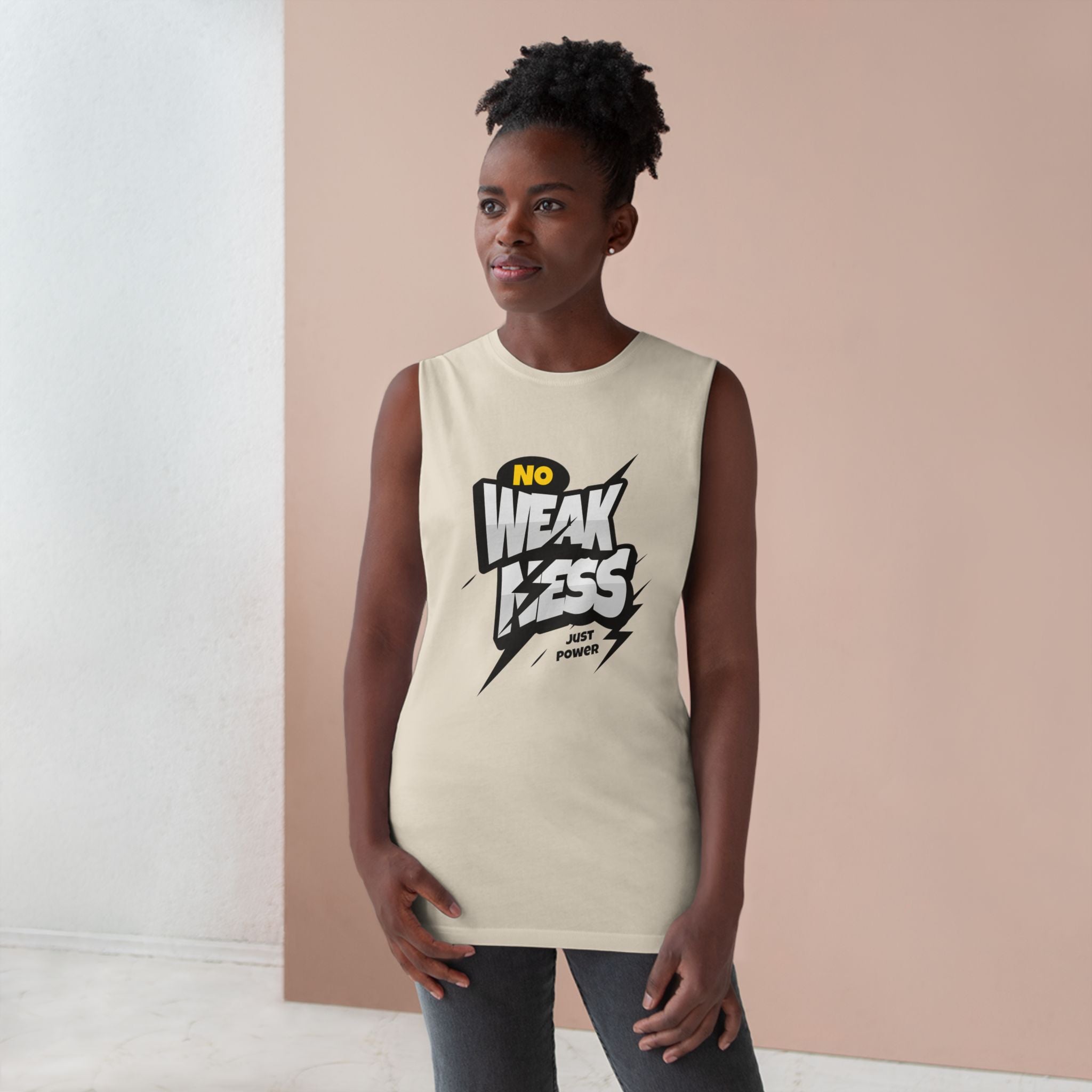 Motivational Unisex Tank Top - 'No Weakness Just Power'