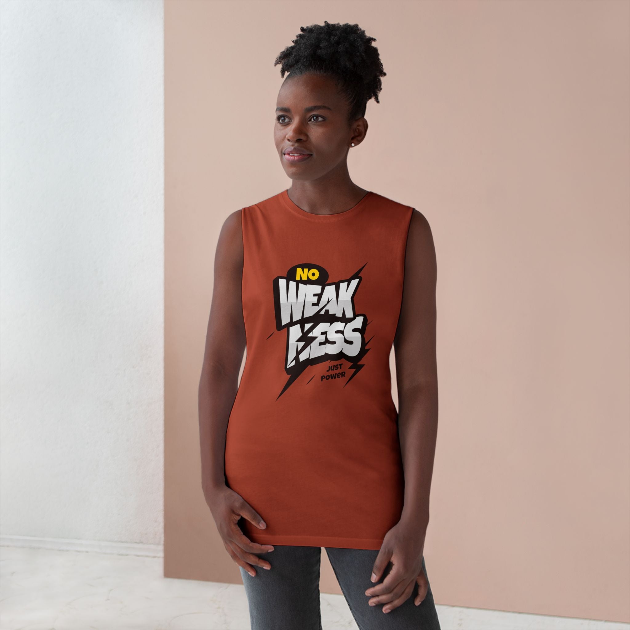 Motivational Unisex Tank Top - 'No Weakness Just Power'