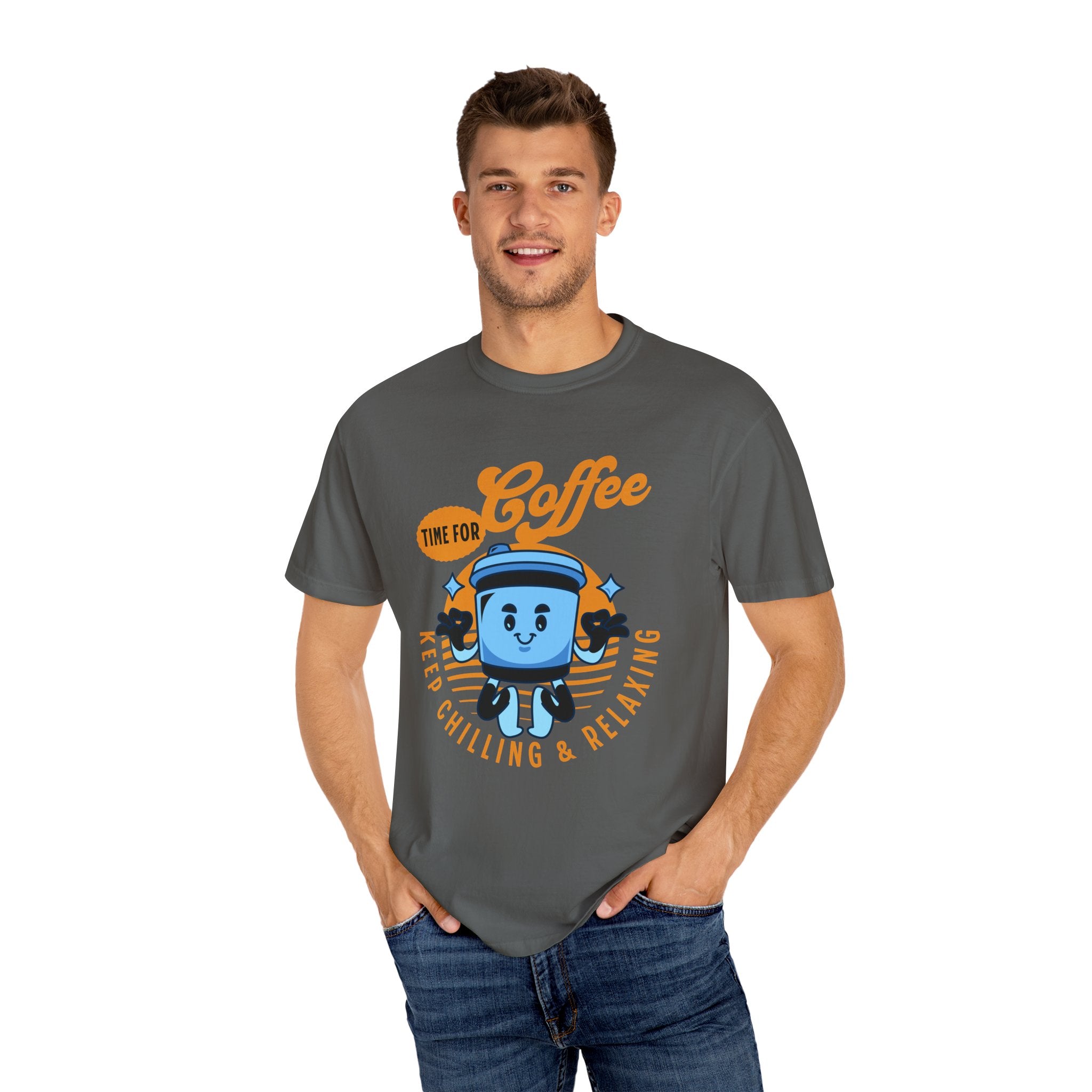Coffee Lover's Unisex Sonhco T-shirt - Time For Coffee Keep Chilling and Relaxing