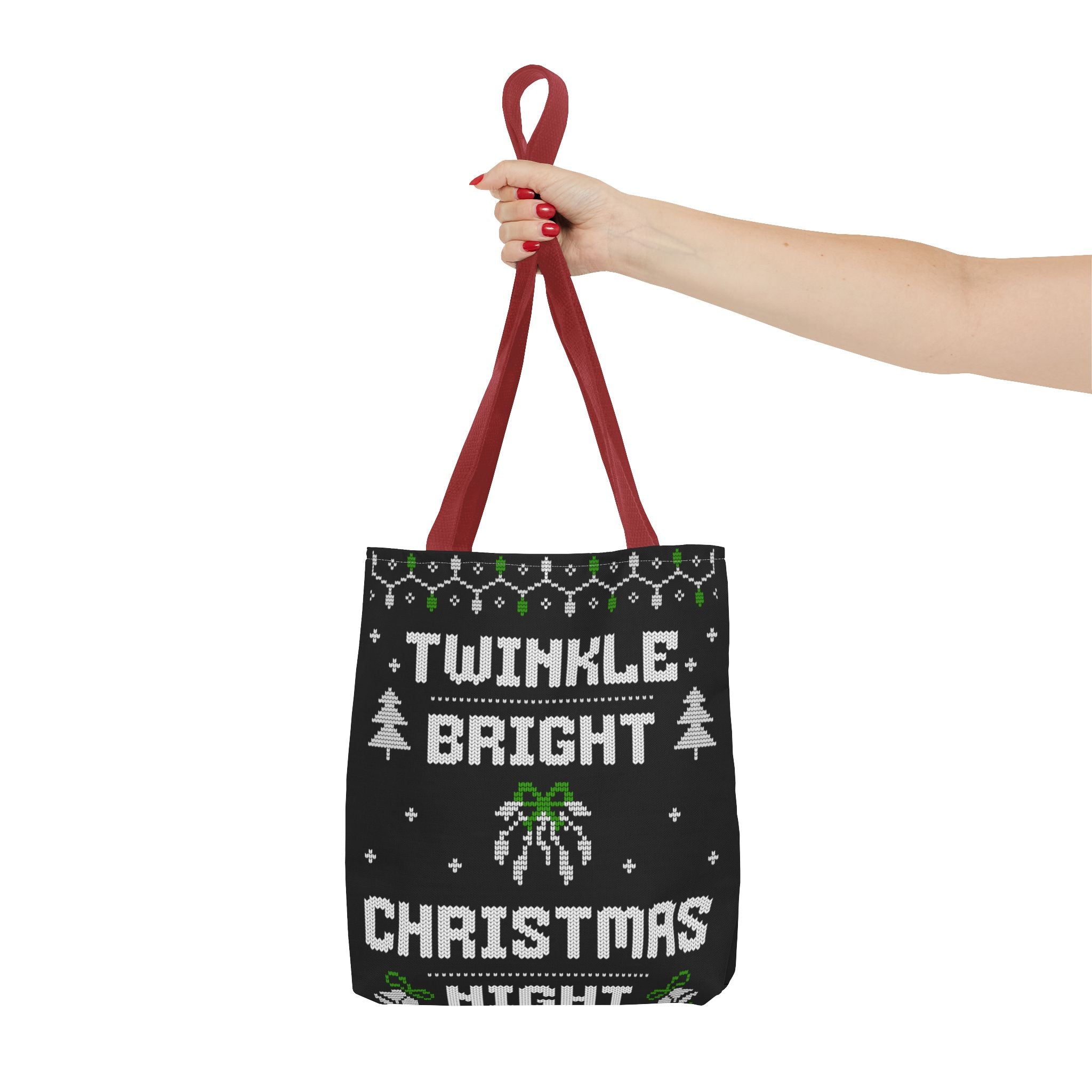Christmas Tote Bag, Holiday Shopping Bag, Festive Gift Bag, Twinkle Bright Designs, Eco-Friendly Christmas Decor