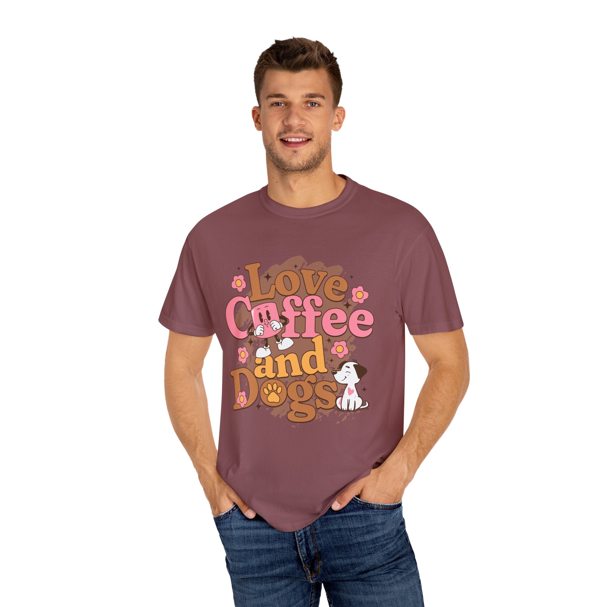 Coffee And Dog Lover's Unisex Sonhco T-shirt - Time For Coffee Keep Chilling and Relaxing
