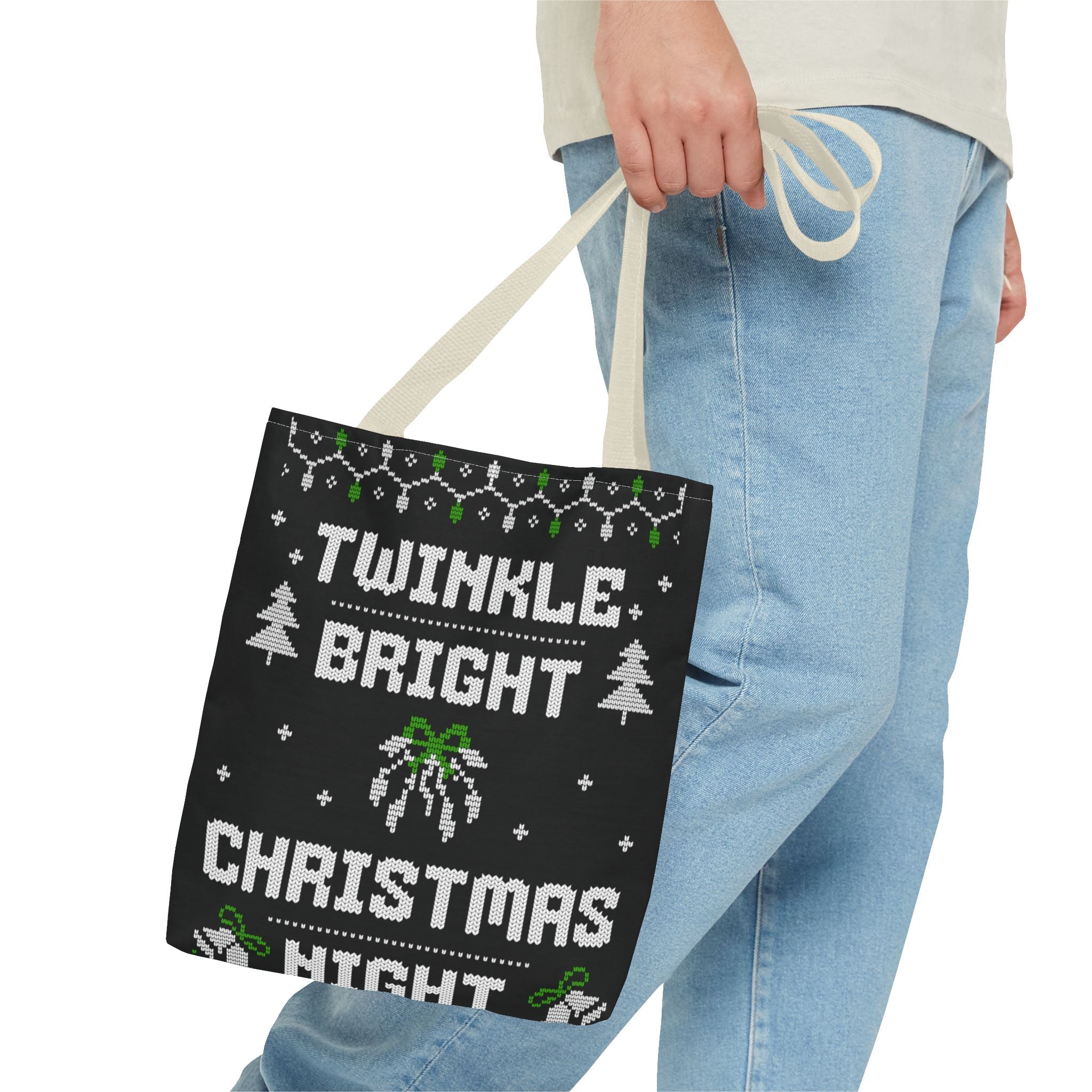 Christmas Tote Bag, Holiday Shopping Bag, Festive Gift Bag, Twinkle Bright Designs, Eco-Friendly Christmas Decor