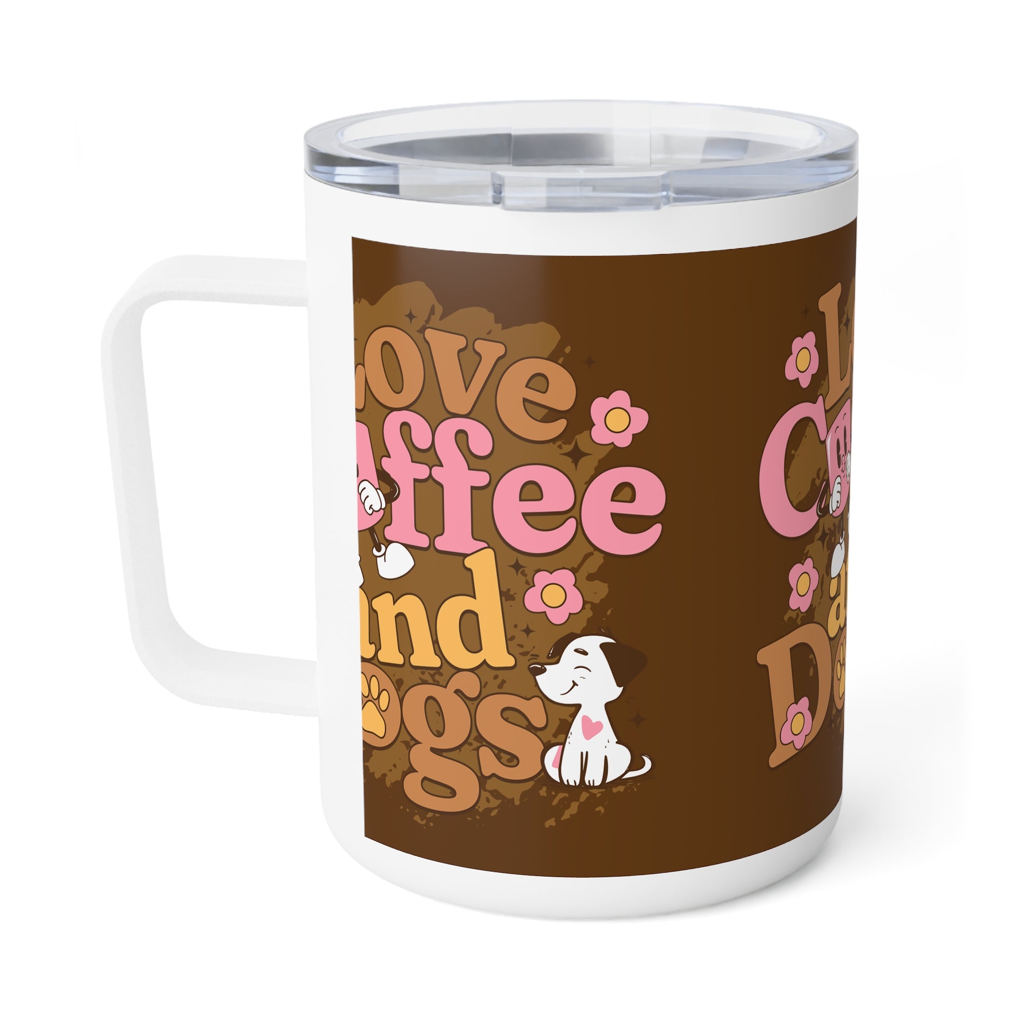 Love Coffe & Dogs Mug- Drinkware for Coffee Lovers, 10oz Insulated Design