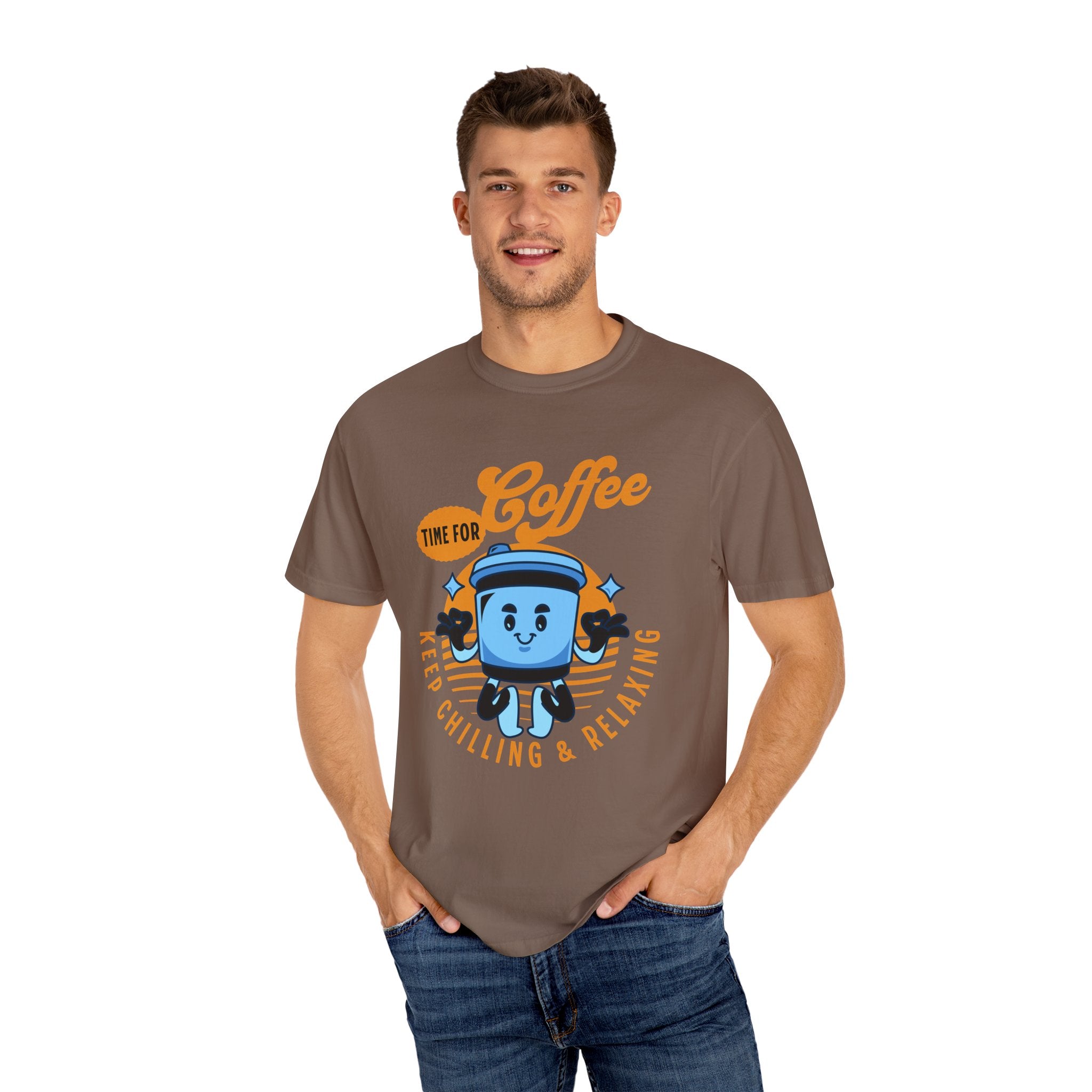 Coffee Lover's Unisex Sonhco T-shirt - Time For Coffee Keep Chilling and Relaxing