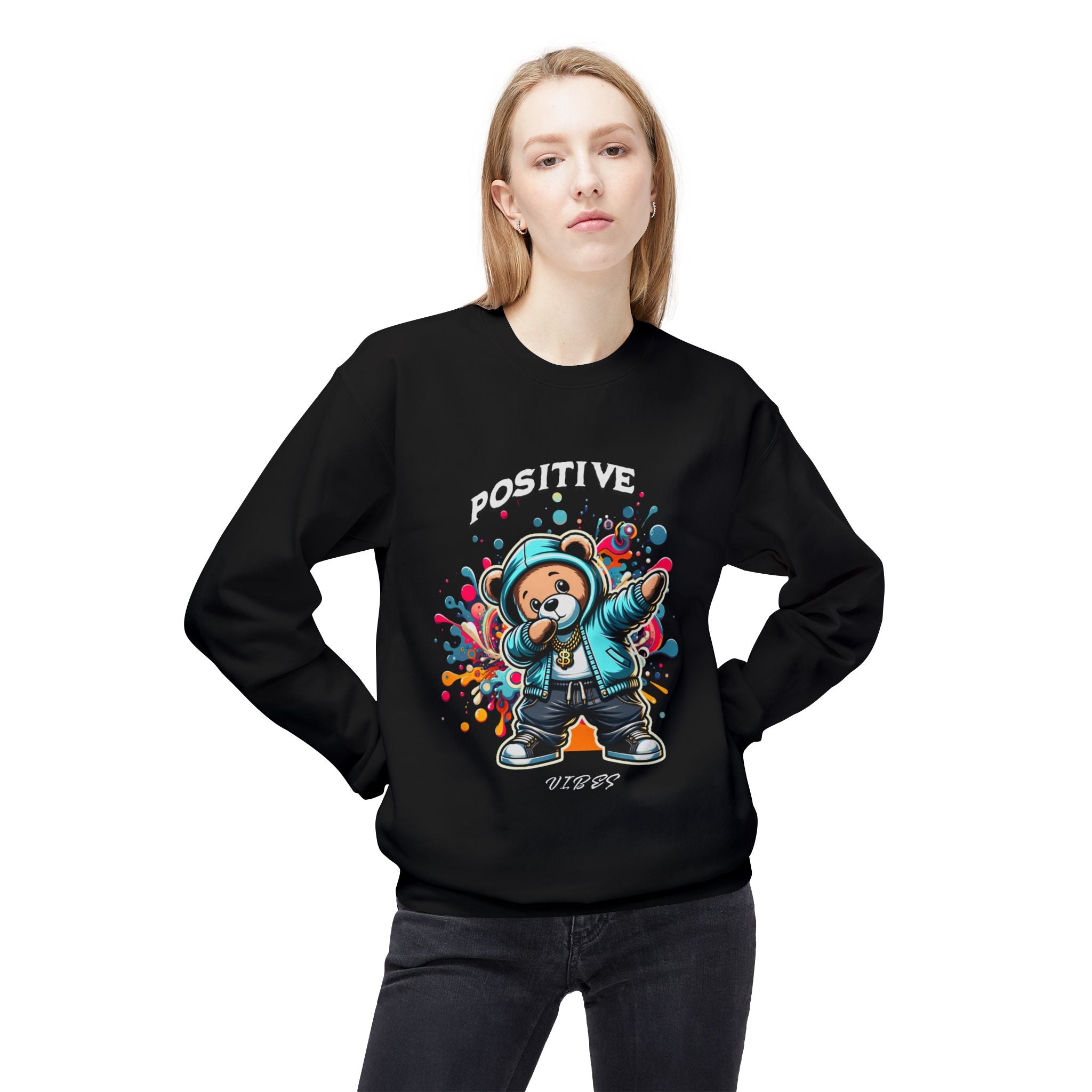 Positive Vibes Monkey Sweatshirt, Casual Streetwear, Cool Gift, Unisex Crewneck, Trendy Outfit