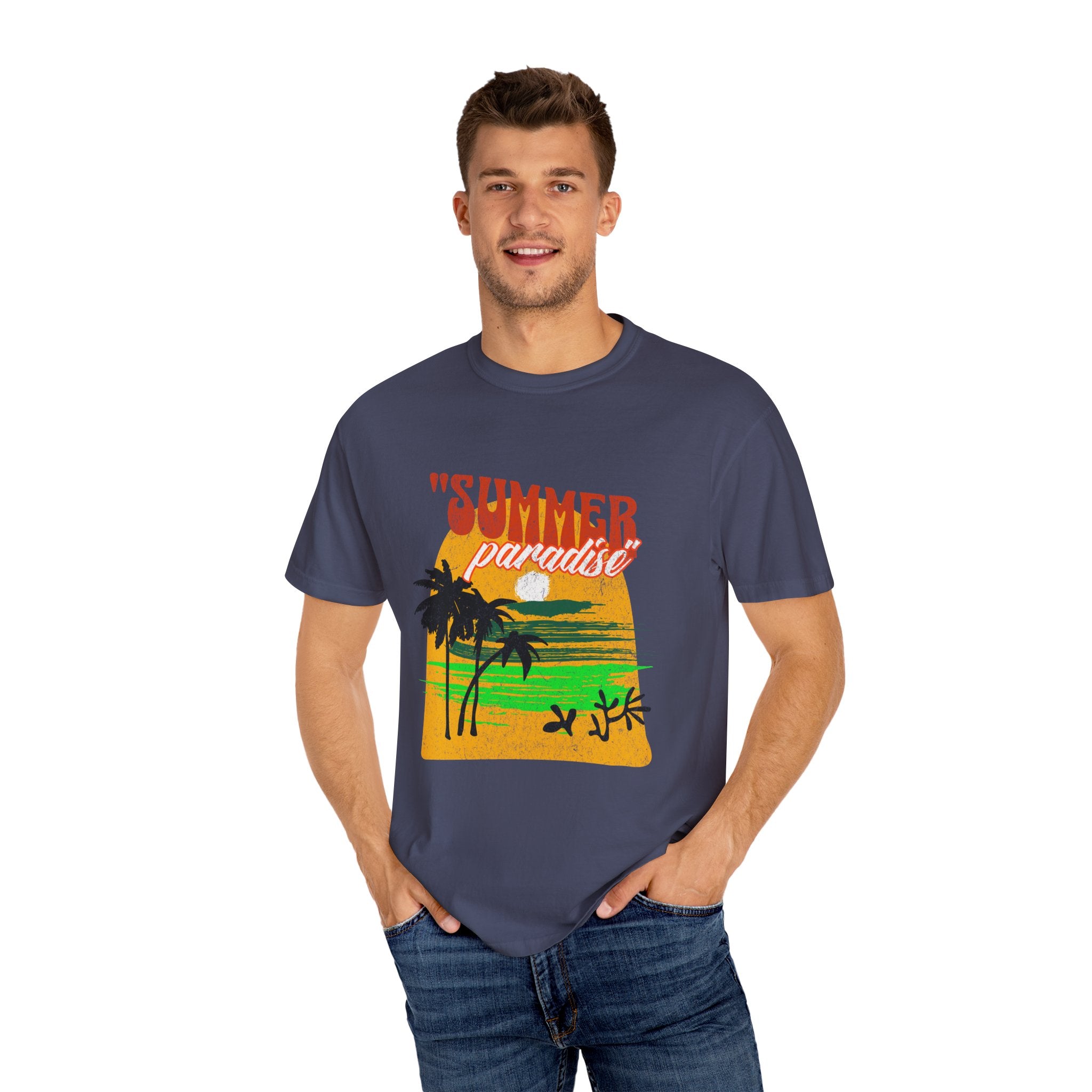 Tropical Summer Paradise Unisex Garment-Dyed T-Shirt