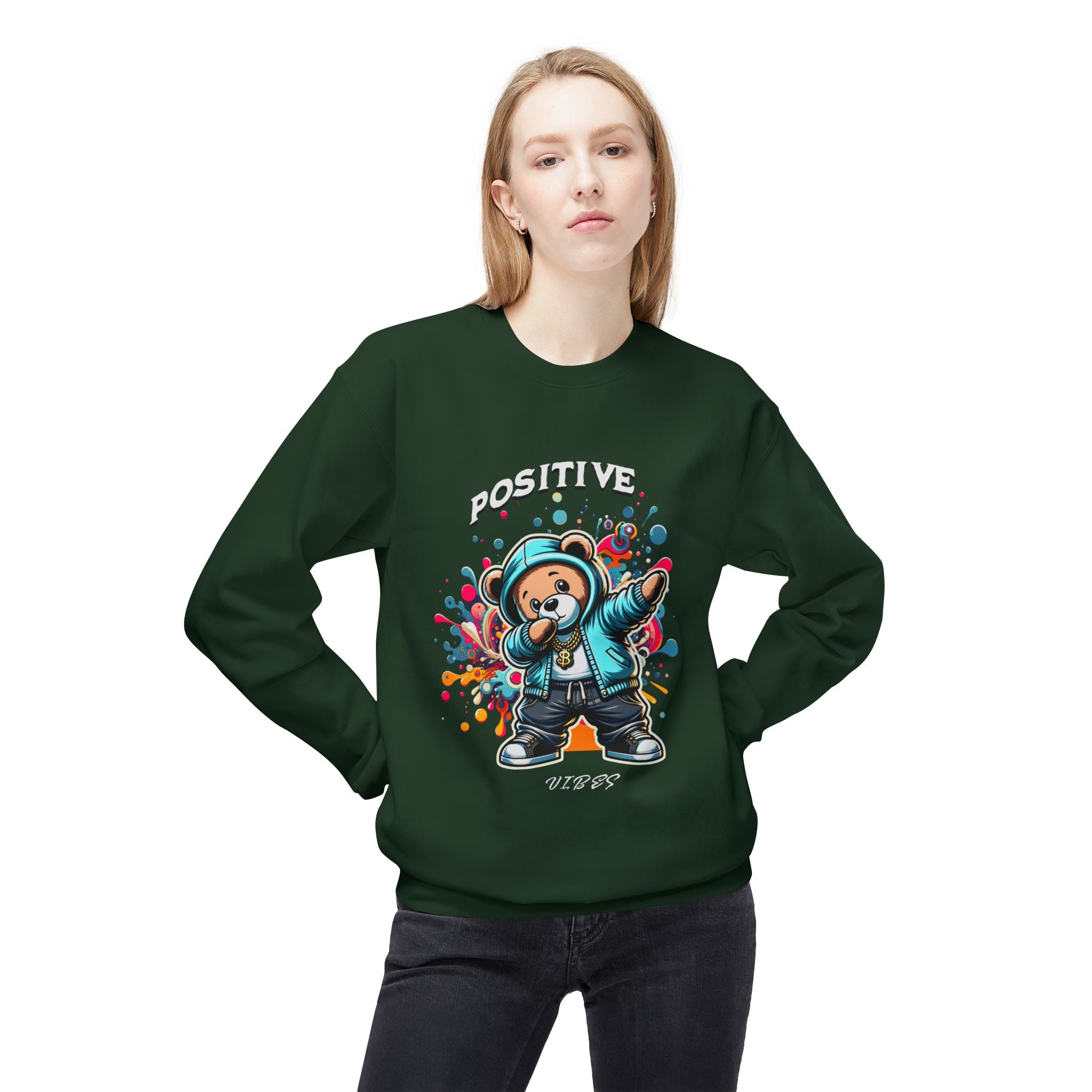Positive Vibes Monkey Sweatshirt, Casual Streetwear, Cool Gift, Unisex Crewneck, Trendy Outfit