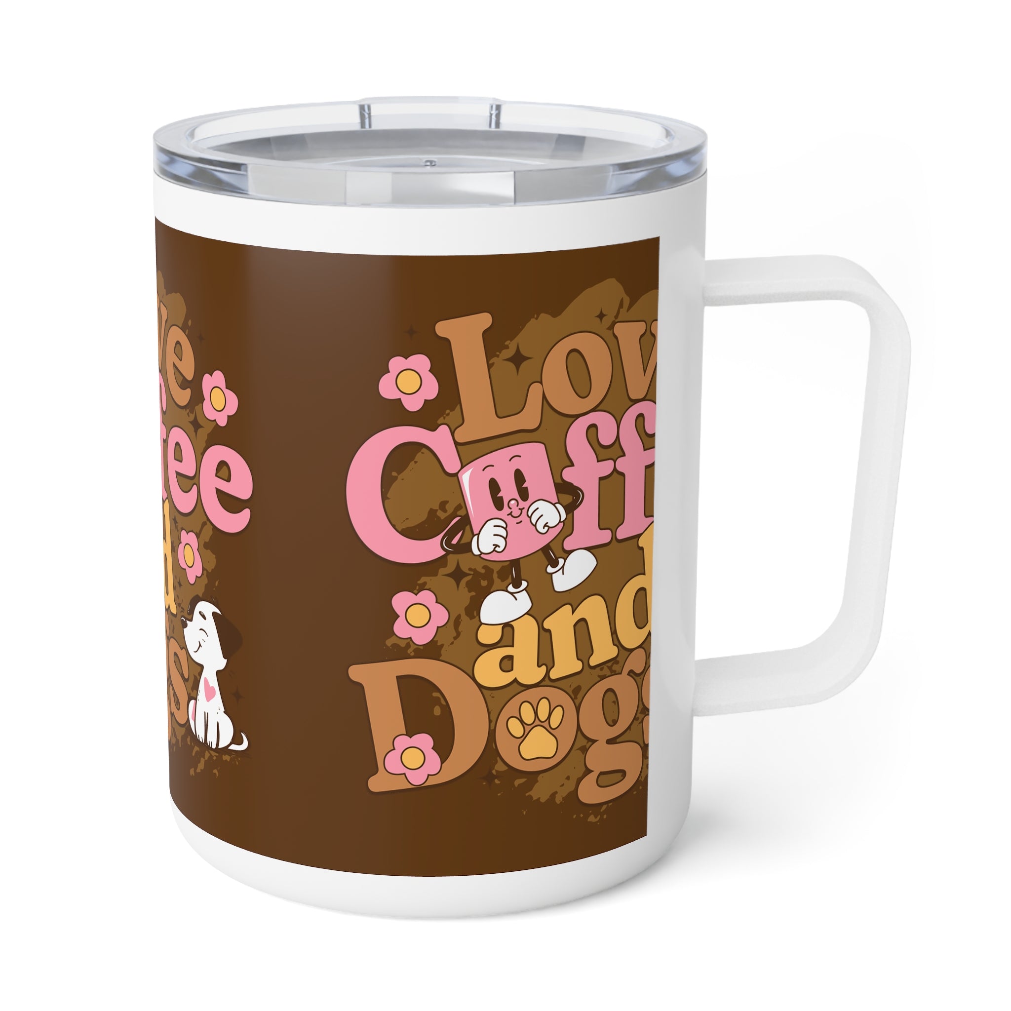 Love Coffe & Dogs Mug- Drinkware for Coffee Lovers, 10oz Insulated Design