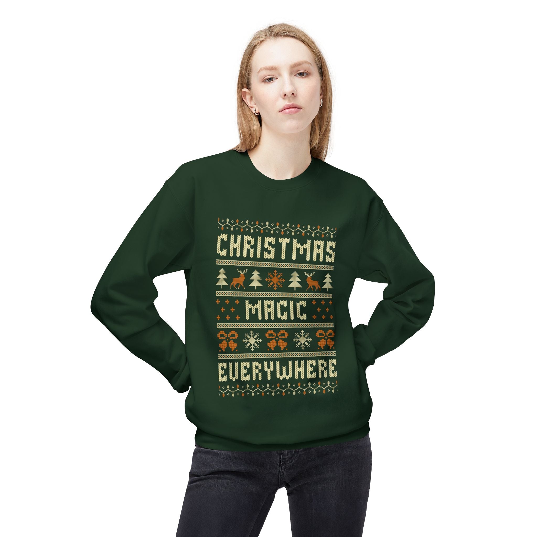 Christmas Magic Unisex Sweatshirt, Casual Streetwear, Gift for Birthdays, Unisex Crewneck, Trendy Outfit