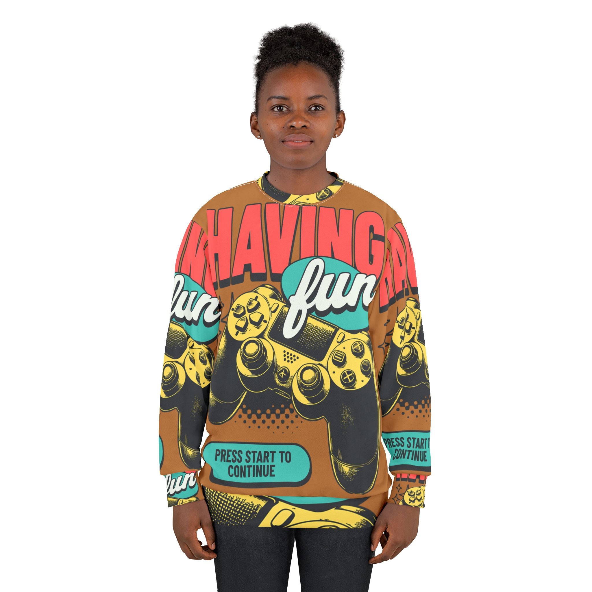 Fun Gamer Sweatshirt, Unisex Gaming Hoodie, Press Start Sweater, Video Game Apparel, Perfect Gift for Gamers