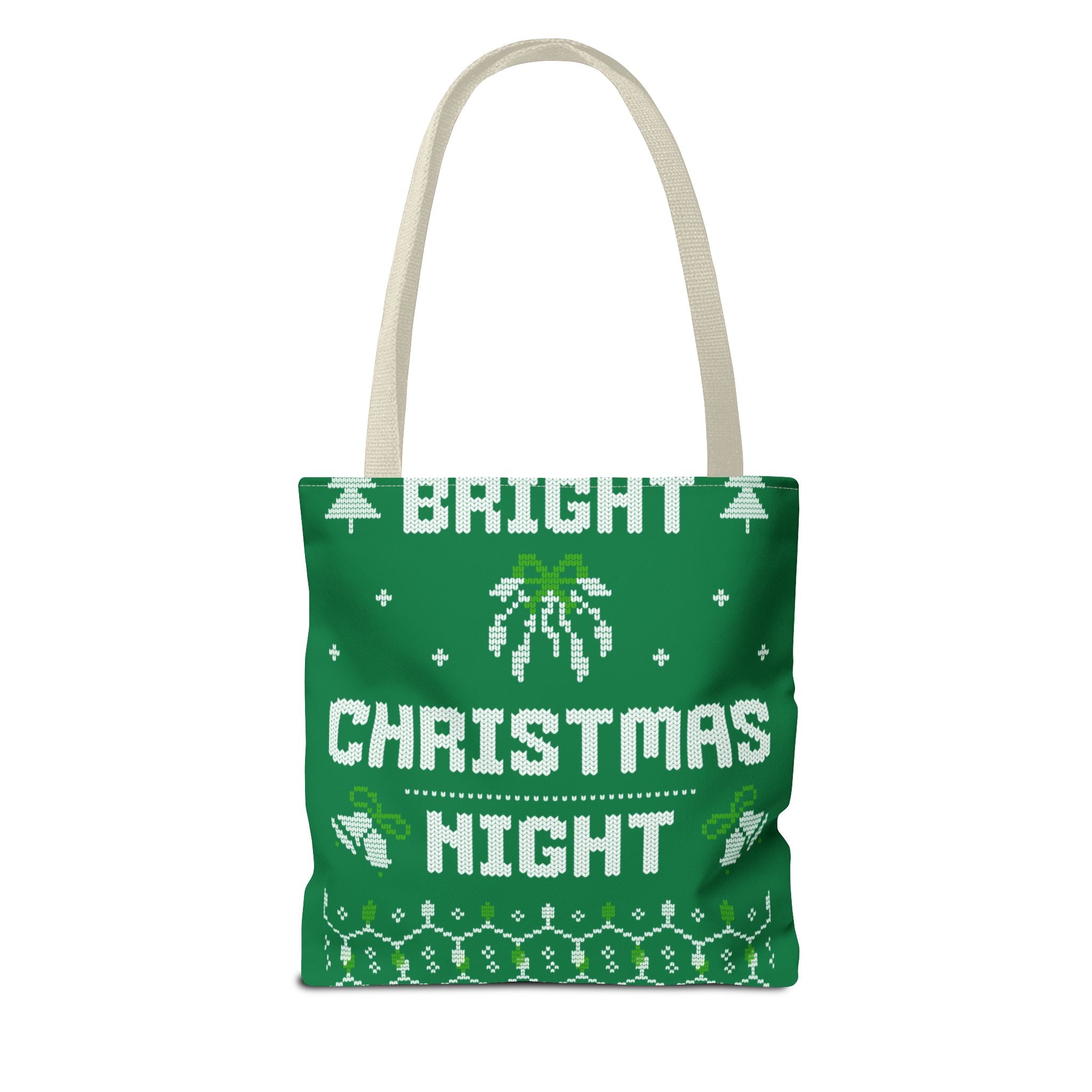 Green Christmas Tote Bag, Holiday Shopping Bag, Festive Gift Bag, Twinkle Bright Designs, Eco-Friendly Christmas Decor