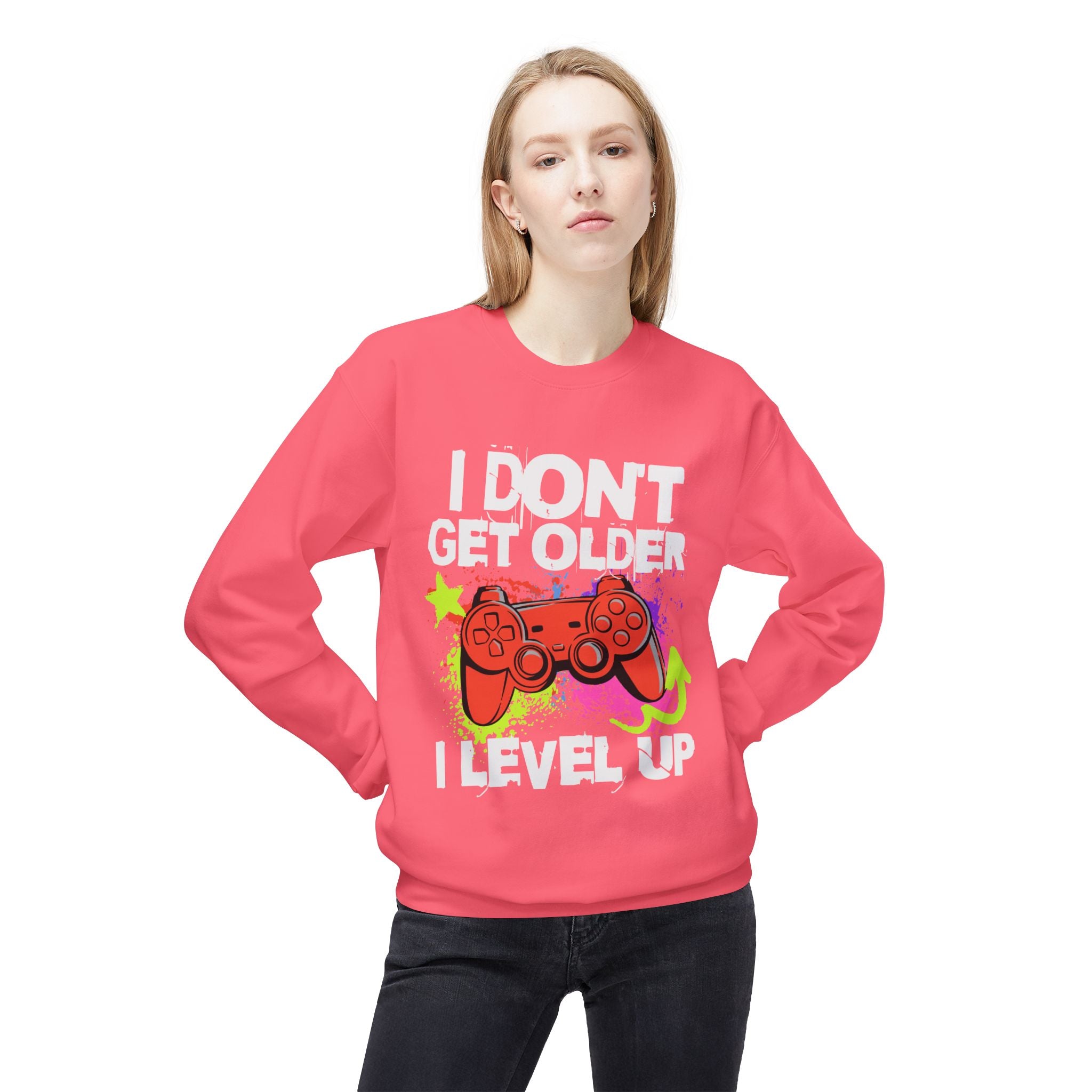 I don't Get Older I Level Up Game Quote Unisex Crewneck, Trendy Outfit