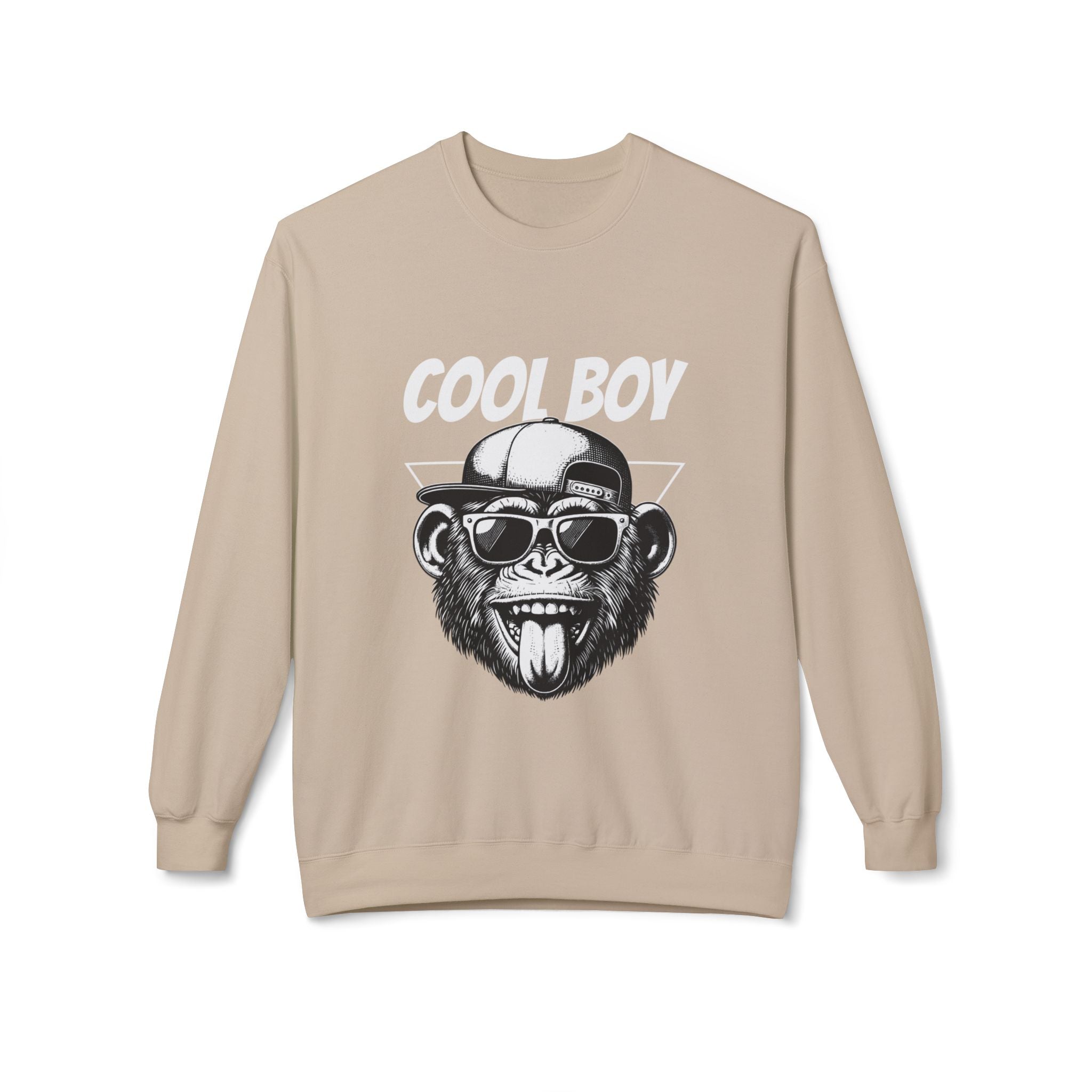 Cool Boy Monkey Sweatshirt, Funny Apparel for Teens, Casual Streetwear, Gift for Birthdays, Unisex Crewneck, Trendy Outfit
