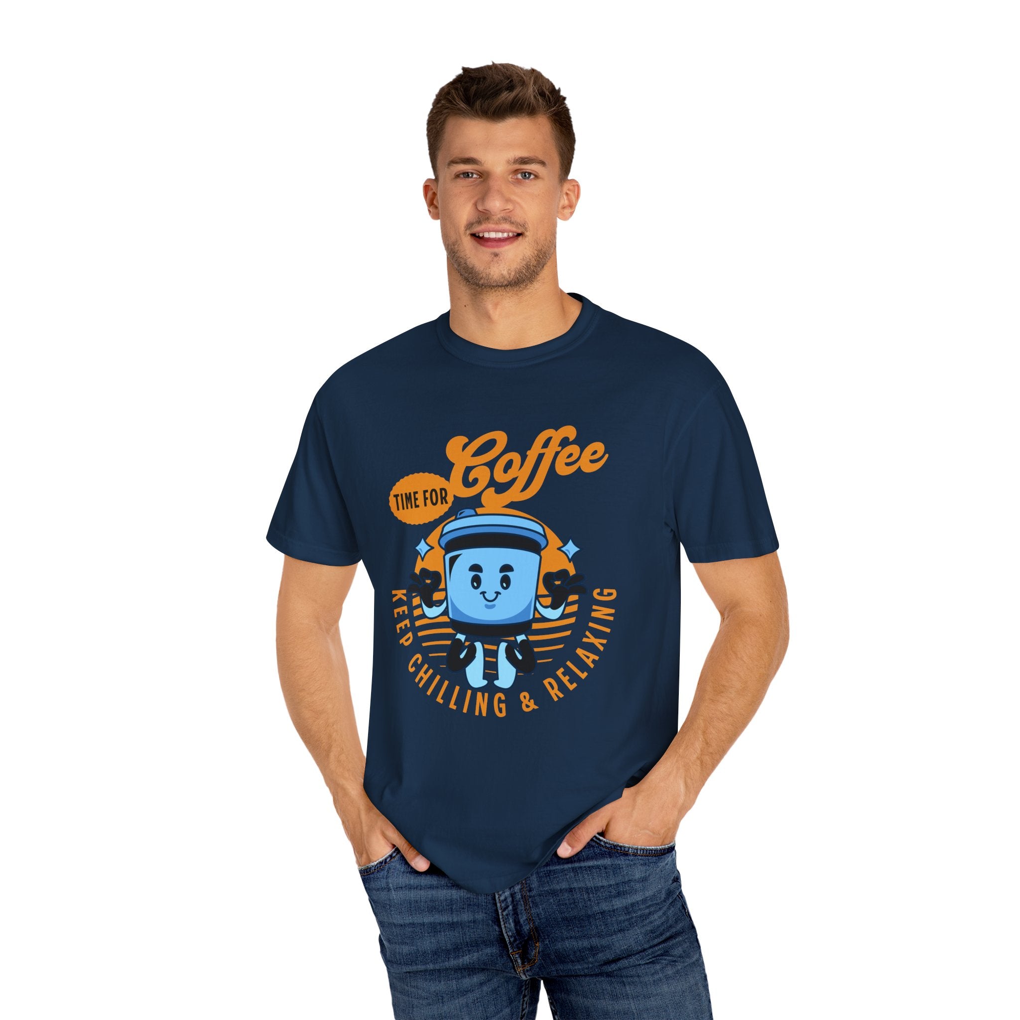 Coffee Lover's Unisex Sonhco T-shirt - Time For Coffee Keep Chilling and Relaxing