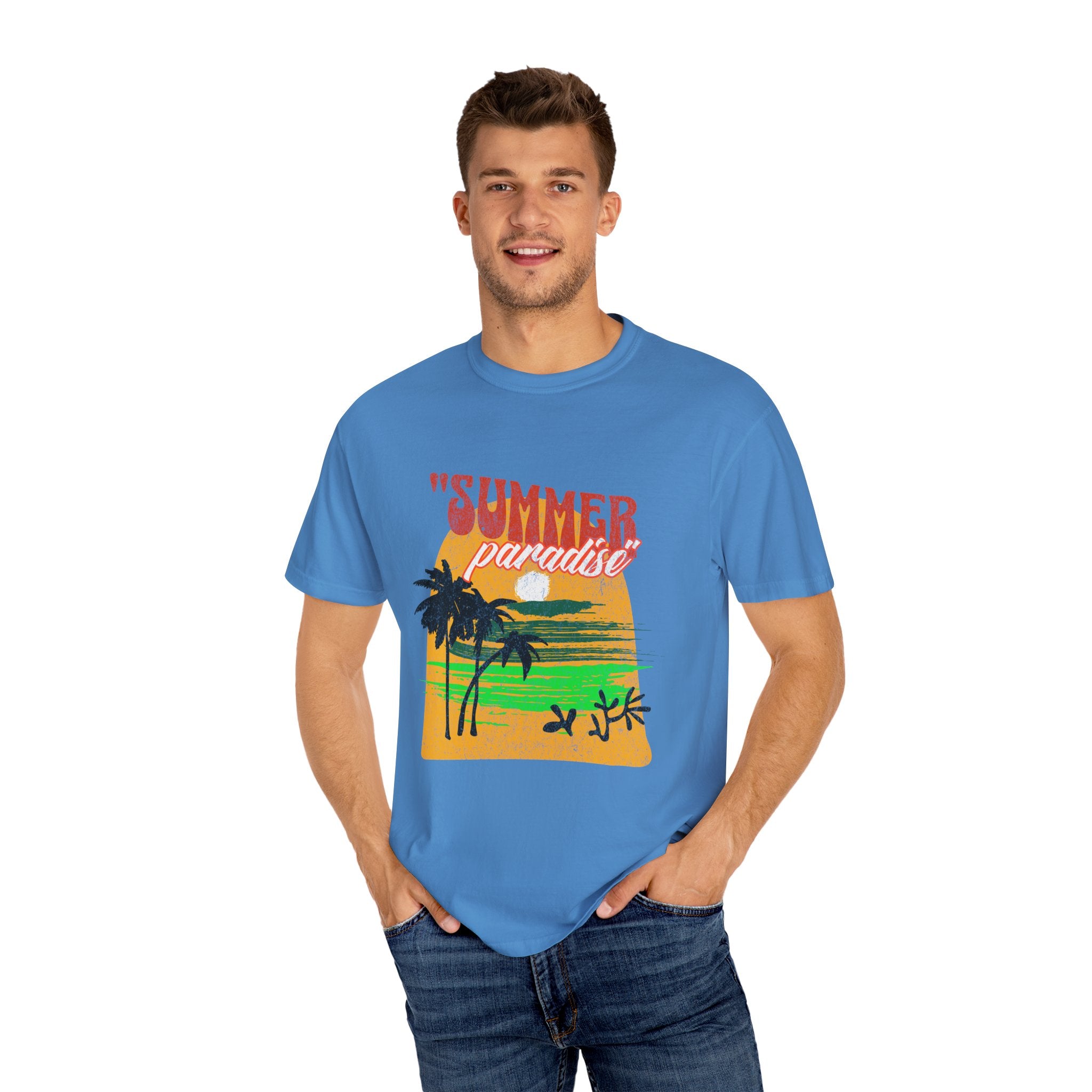 Tropical Summer Paradise Unisex Garment-Dyed T-Shirt