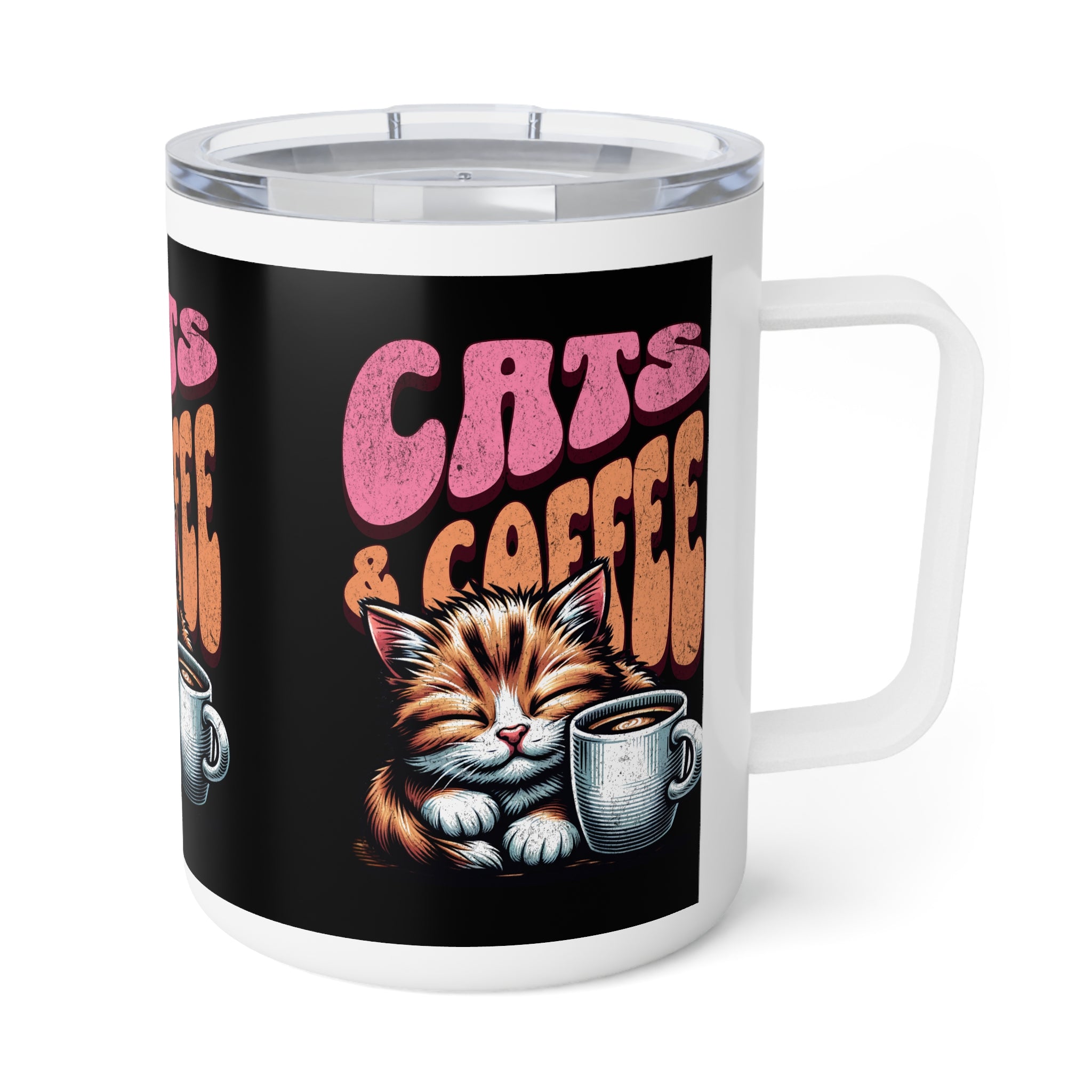 Cat & Coffee Mug - Drinkware for Coffee Lovers, 10oz Insulated Design