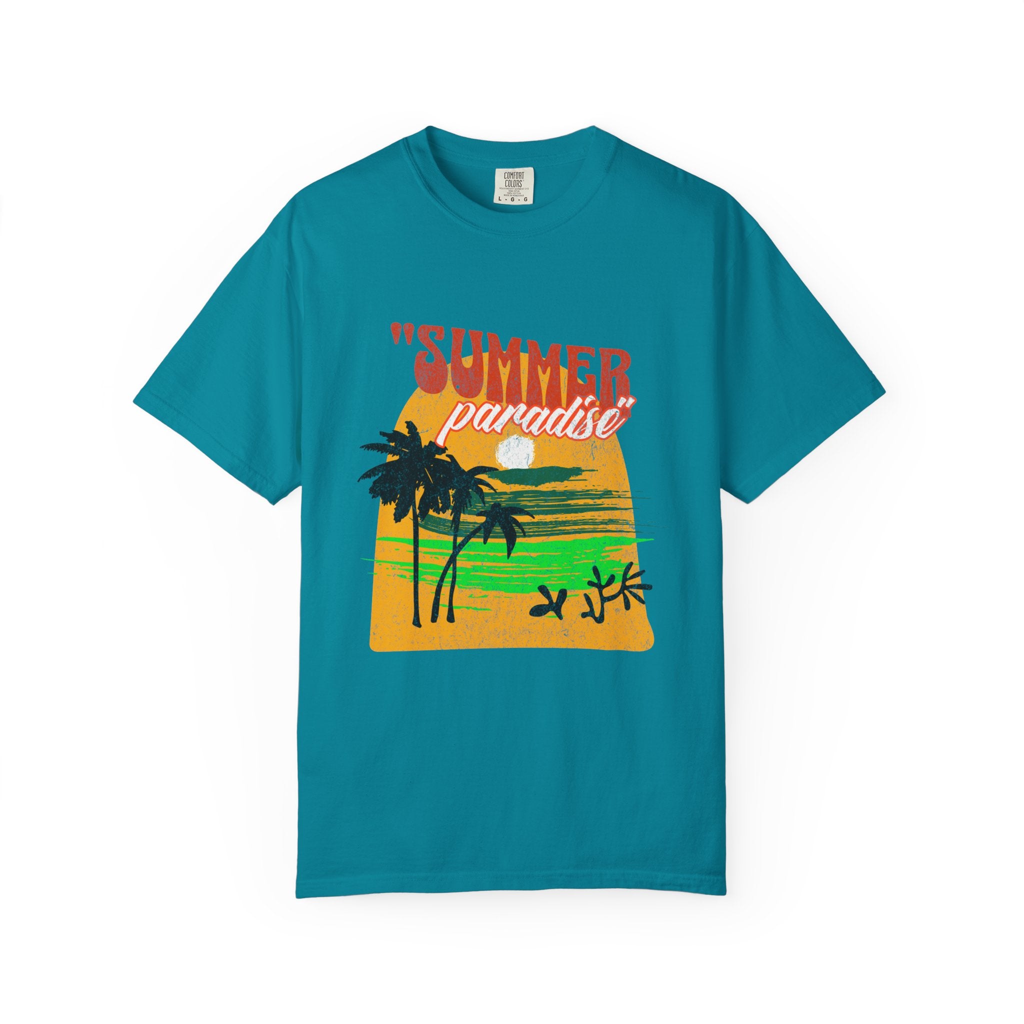 Tropical Summer Paradise Unisex Garment-Dyed T-Shirt