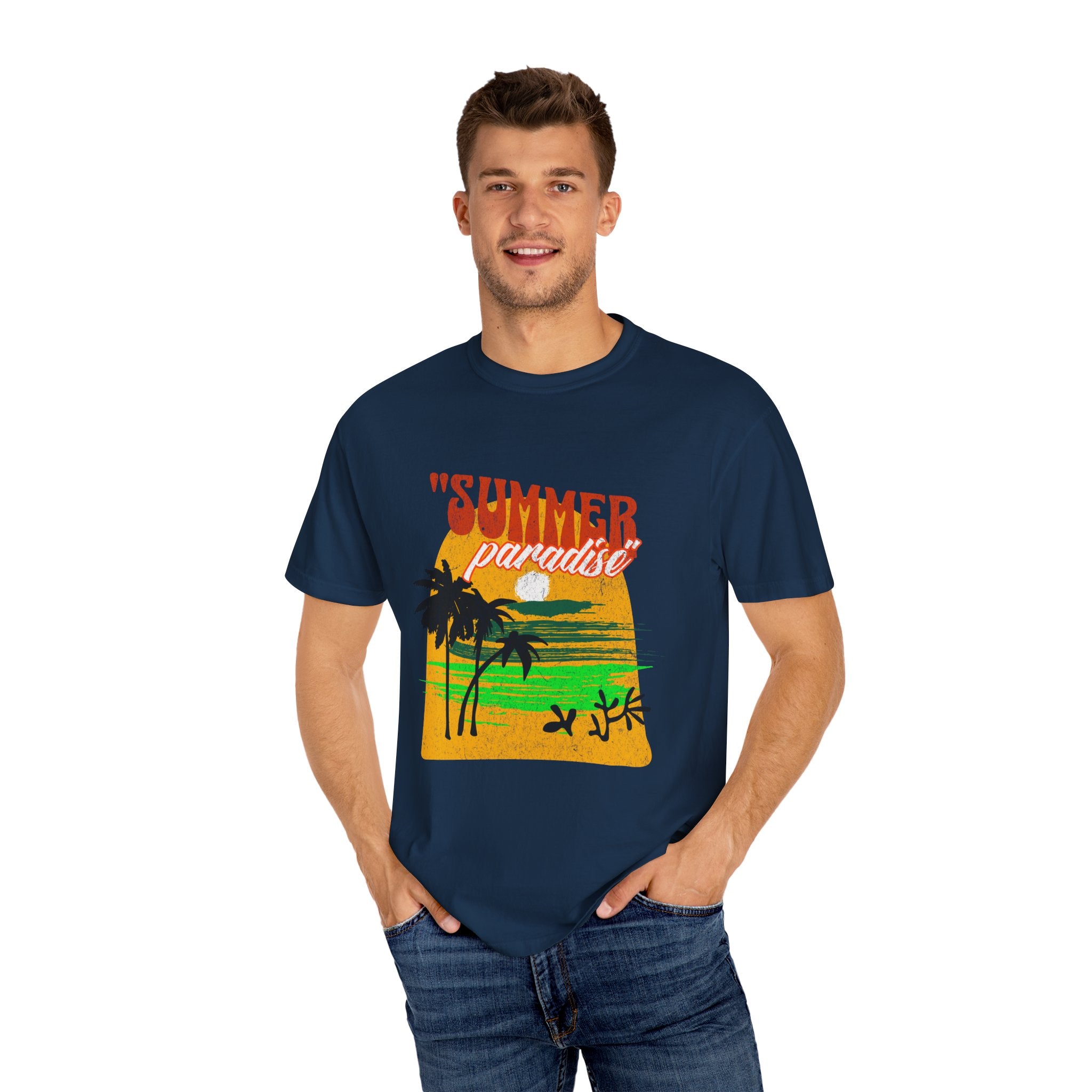 Tropical Summer Paradise Unisex Garment-Dyed T-Shirt