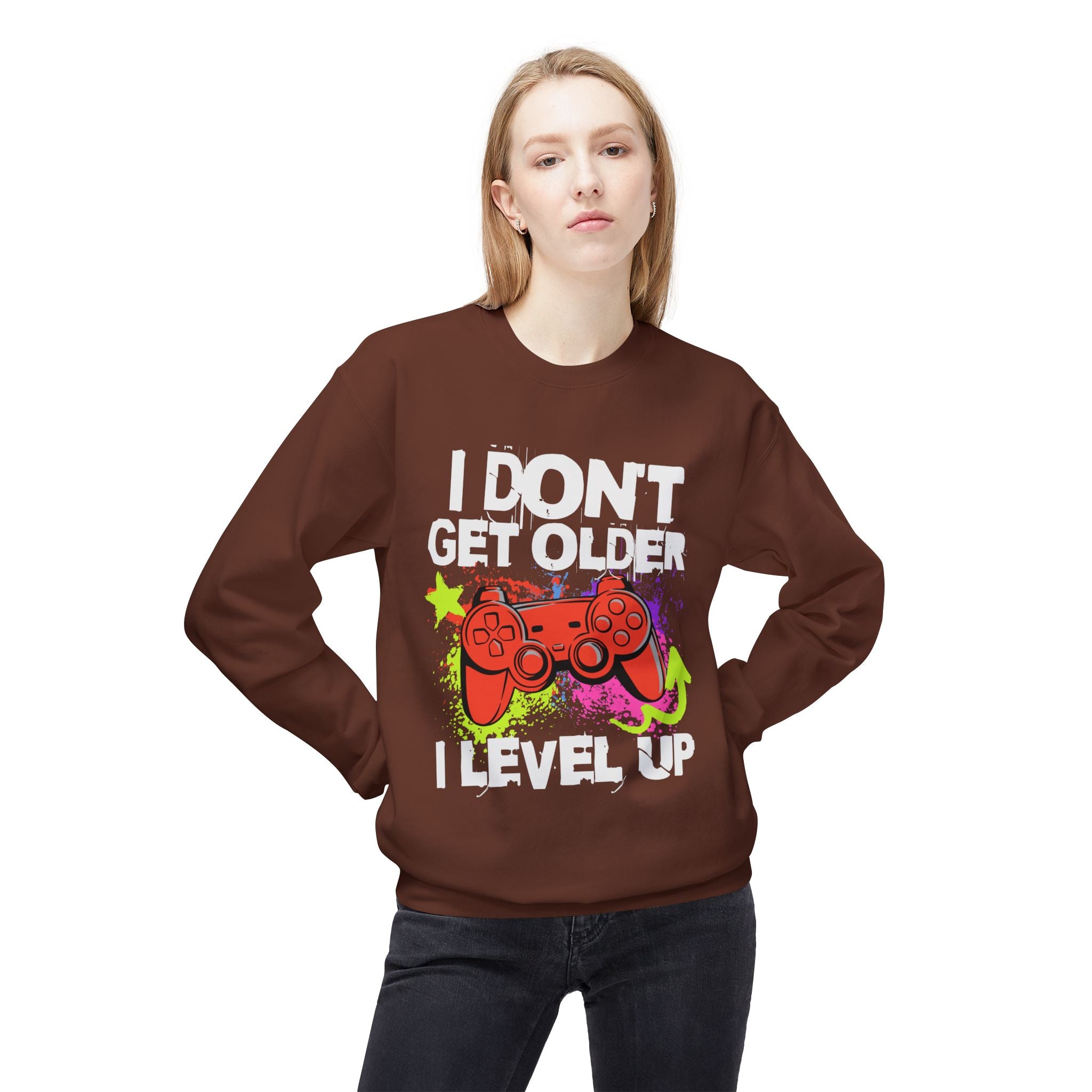 I don't Get Older I Level Up Game Quote Unisex Crewneck, Trendy Outfit