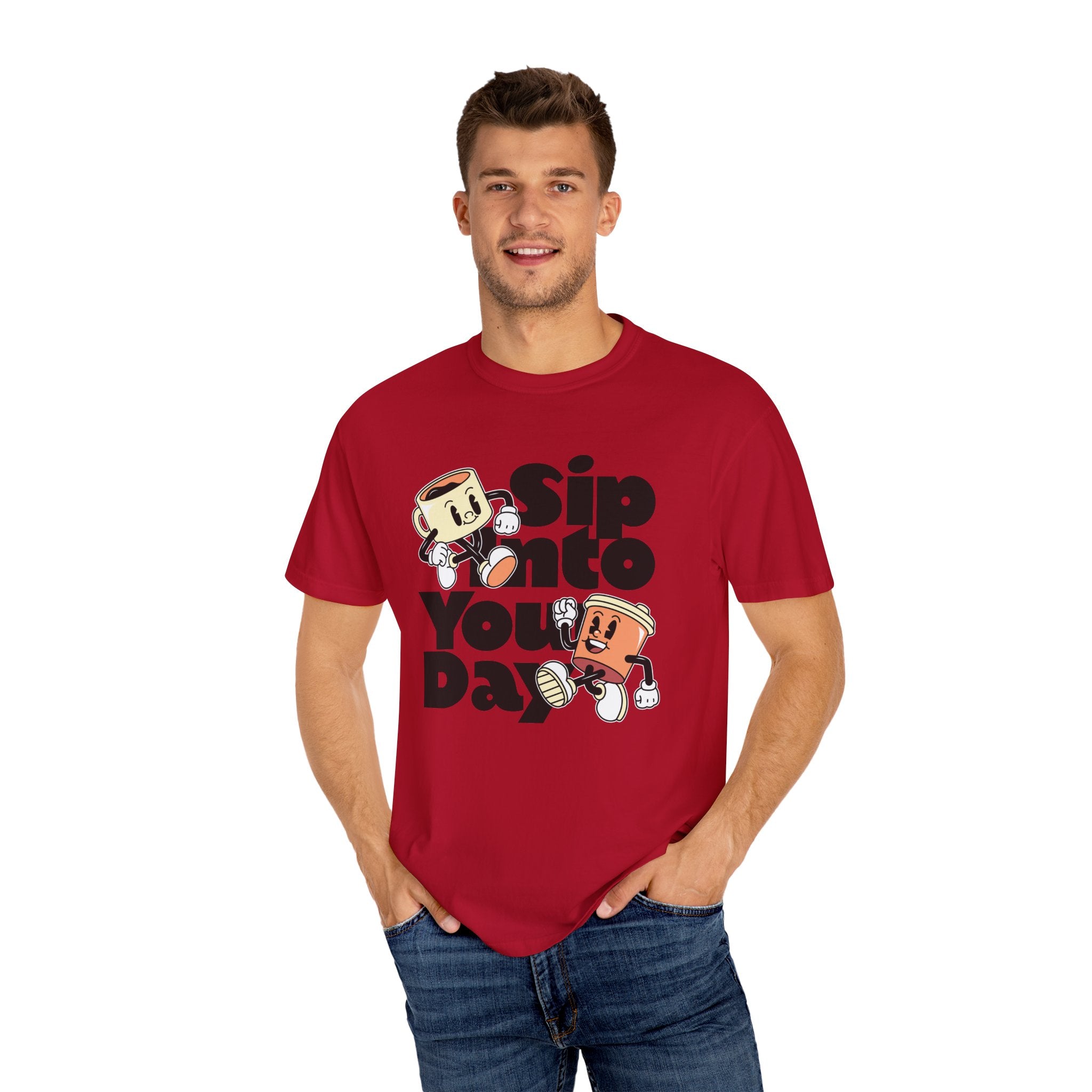 Dyed T-Shirt - Sip Into Your Day Design