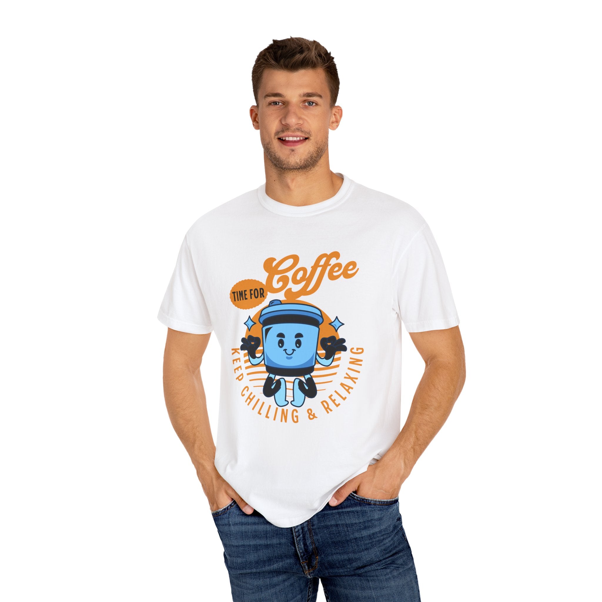 Coffee Lover's Unisex Sonhco T-shirt - Time For Coffee Keep Chilling and Relaxing