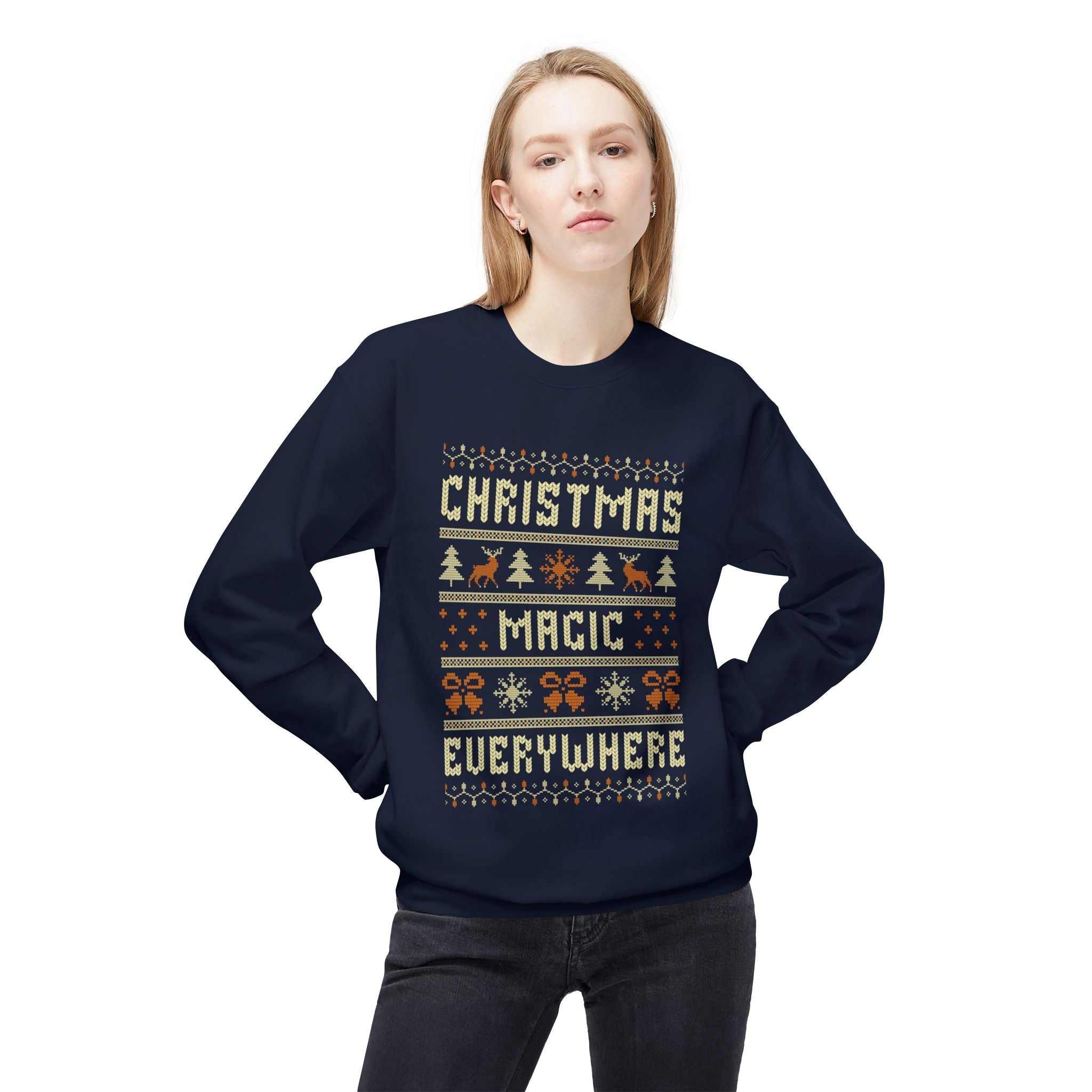 Christmas Magic Unisex Sweatshirt, Casual Streetwear, Gift for Birthdays, Unisex Crewneck, Trendy Outfit