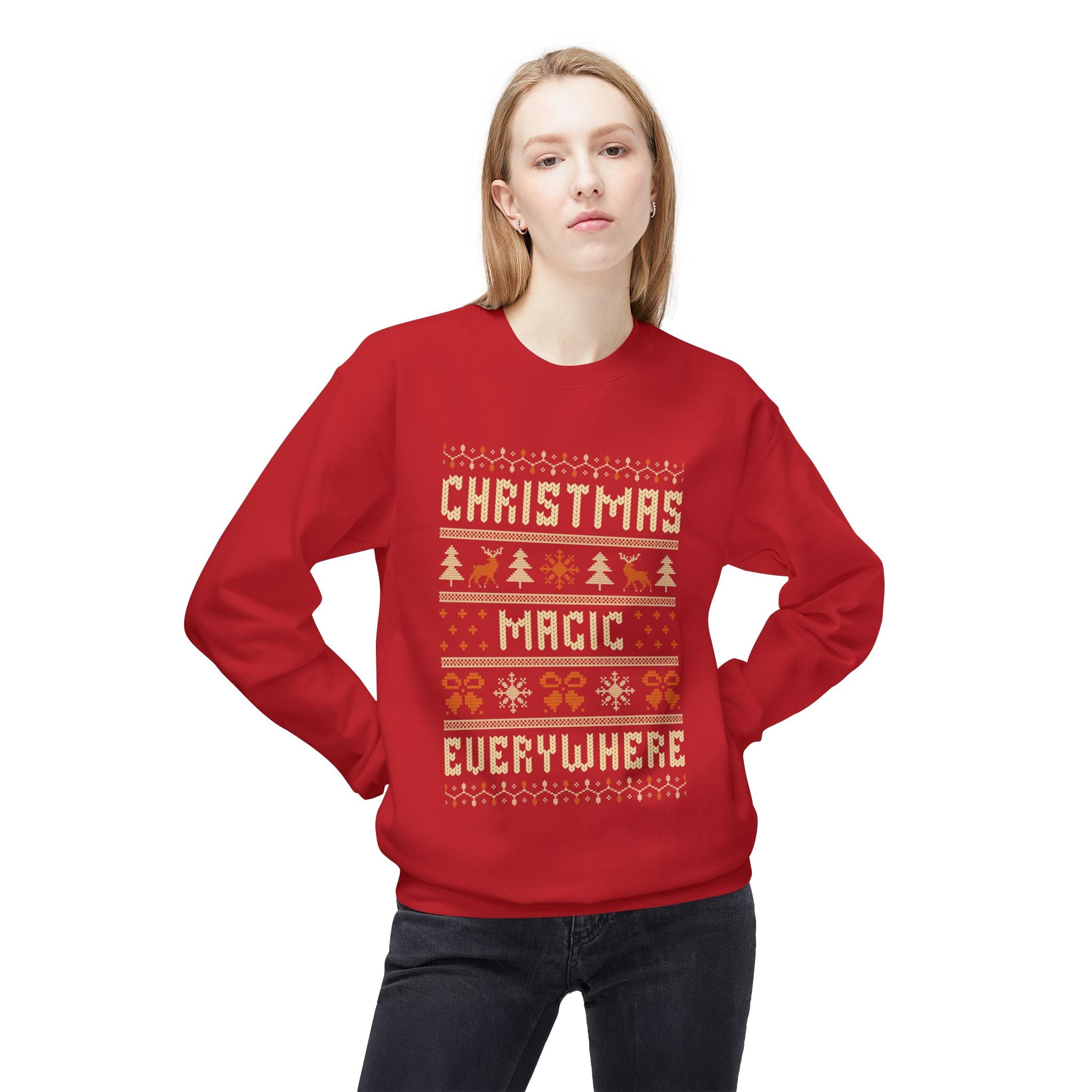 Christmas Magic Unisex Sweatshirt, Casual Streetwear, Gift for Birthdays, Unisex Crewneck, Trendy Outfit