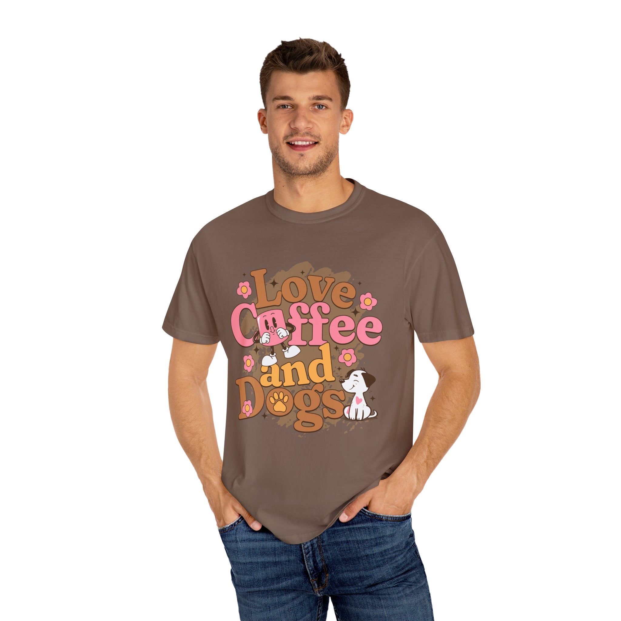 Coffee And Dog Lover's Unisex Sonhco T-shirt - Time For Coffee Keep Chilling and Relaxing