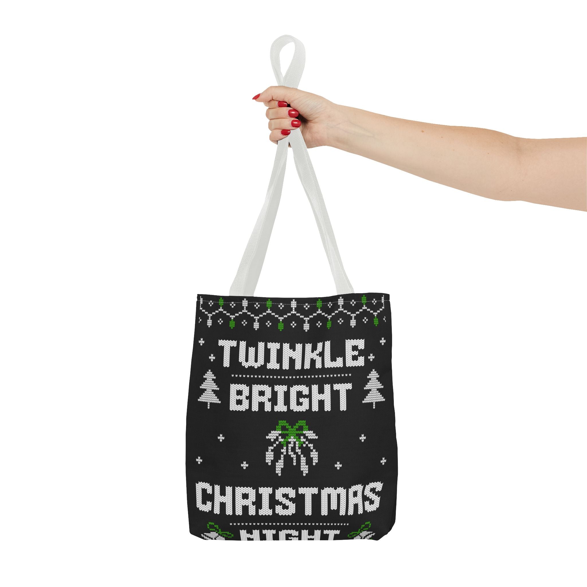 Christmas Tote Bag, Holiday Shopping Bag, Festive Gift Bag, Twinkle Bright Designs, Eco-Friendly Christmas Decor