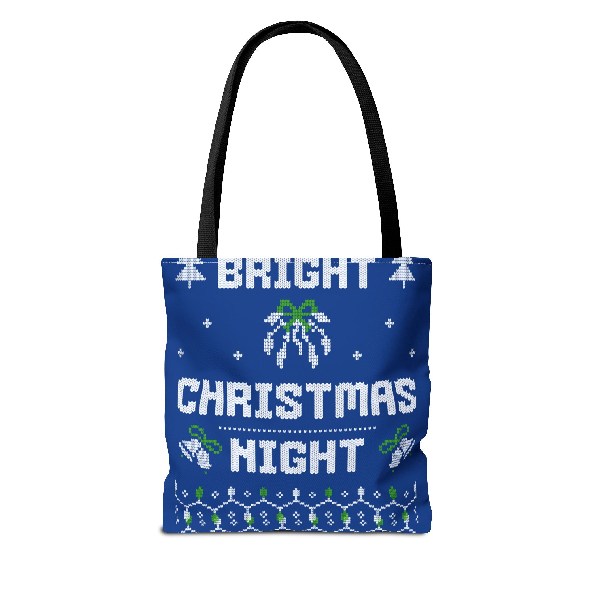 Blue Christmas Tote Bag, Holiday Shopping Bag, Festive Gift Bag, Twinkle Bright Designs, Eco-Friendly Christmas Decor