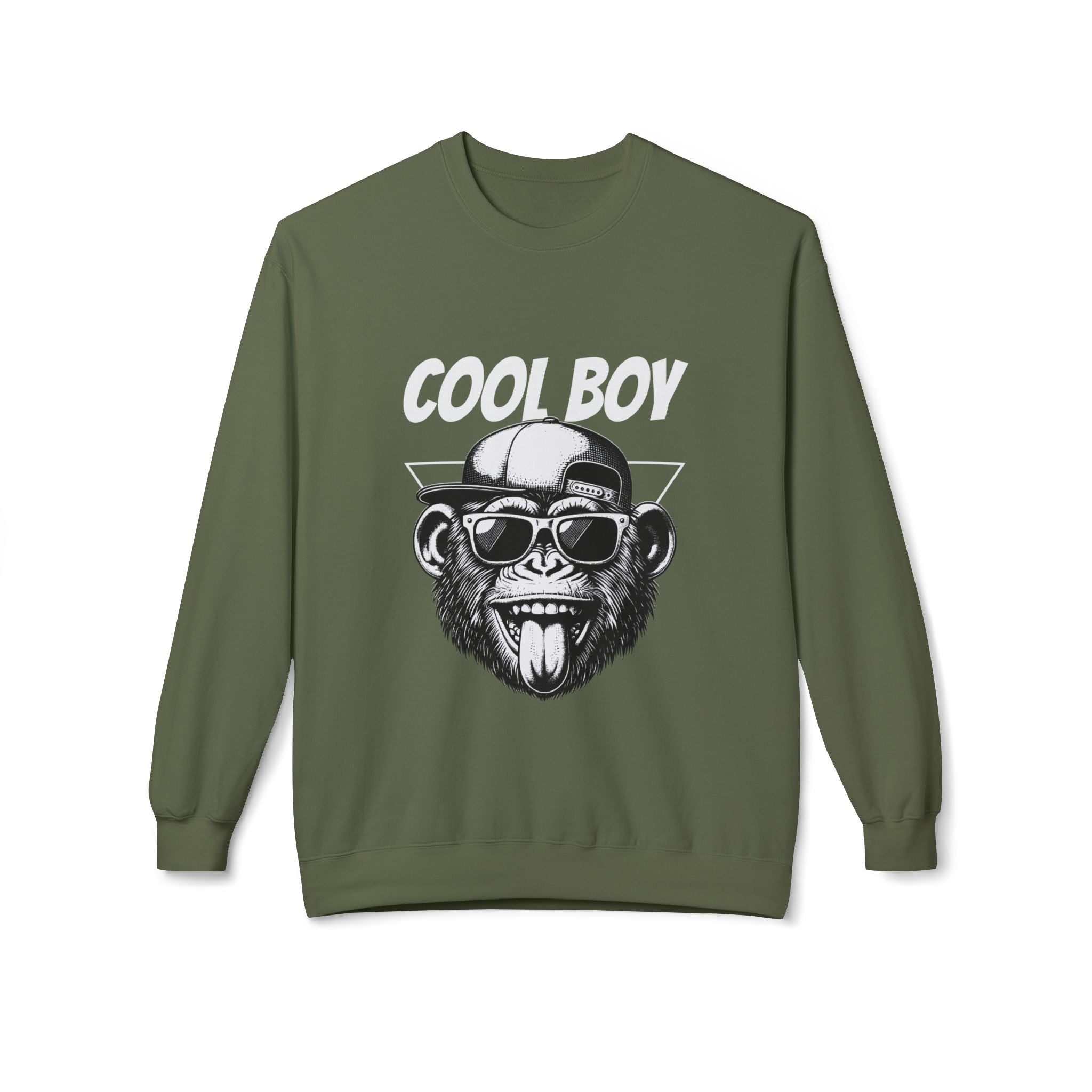 Cool Boy Monkey Sweatshirt, Funny Apparel for Teens, Casual Streetwear, Gift for Birthdays, Unisex Crewneck, Trendy Outfit