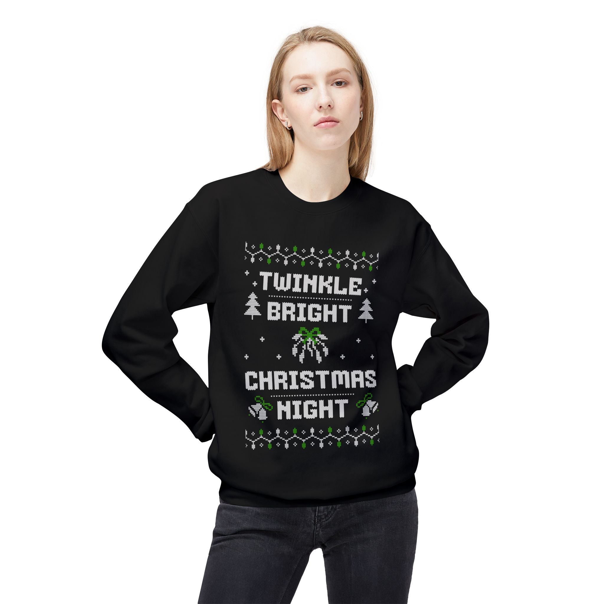 Twinkle Bright Christmas Night Unisex Sweatshirt, Casual Streetwear, Gift for Birthdays, Unisex Crewneck, Trendy Outfit