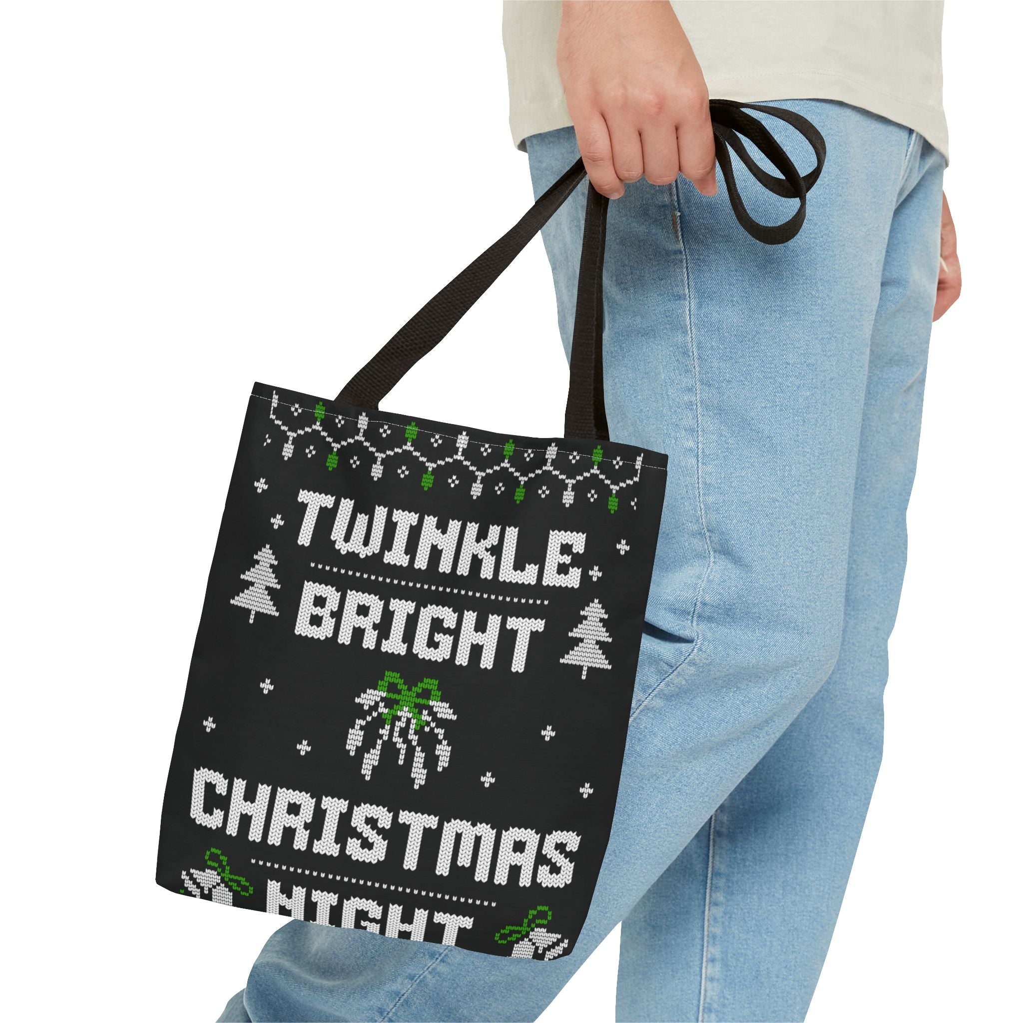 Christmas Tote Bag, Holiday Shopping Bag, Festive Gift Bag, Twinkle Bright Designs, Eco-Friendly Christmas Decor