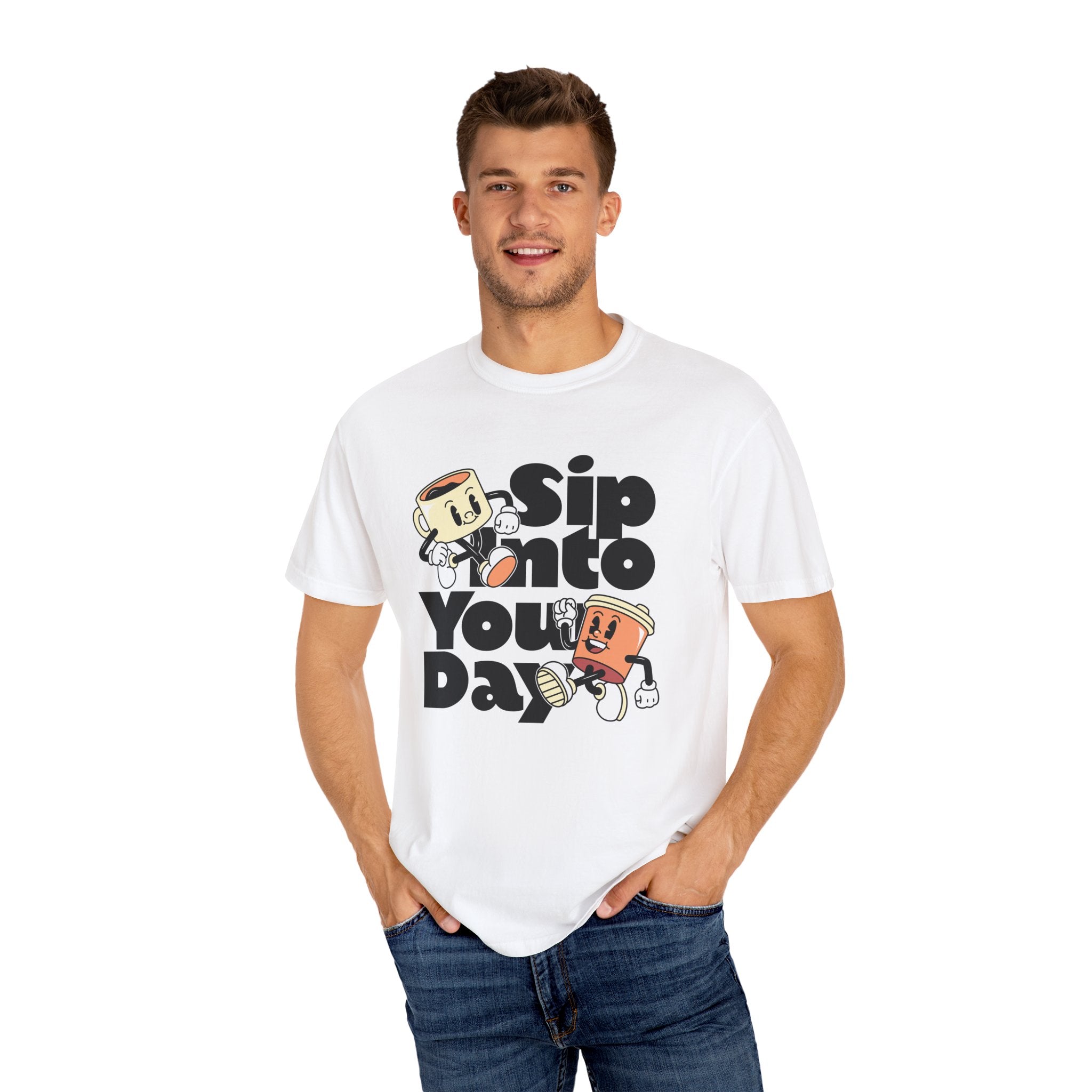 Dyed T-Shirt - Sip Into Your Day Design