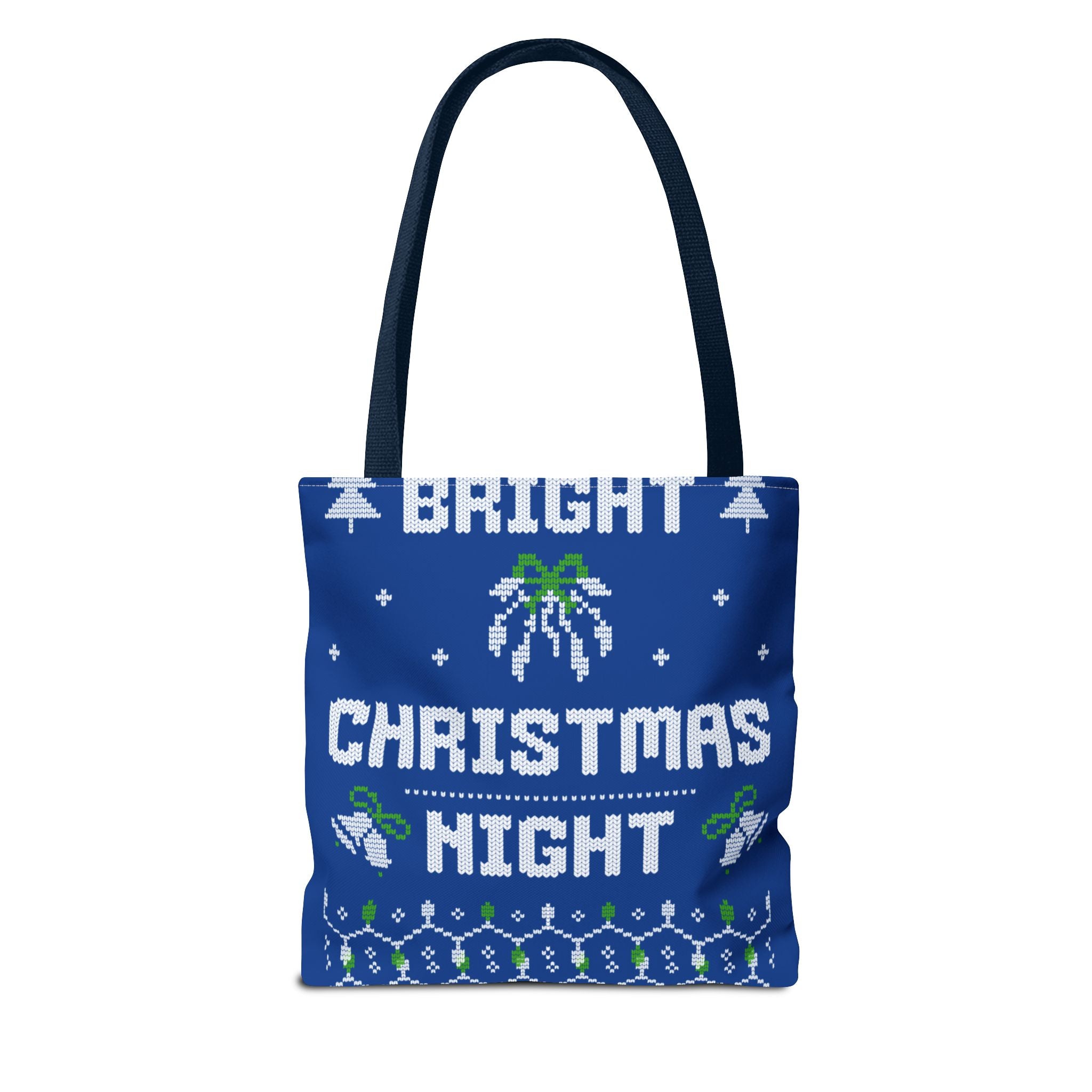 Blue Christmas Tote Bag, Holiday Shopping Bag, Festive Gift Bag, Twinkle Bright Designs, Eco-Friendly Christmas Decor