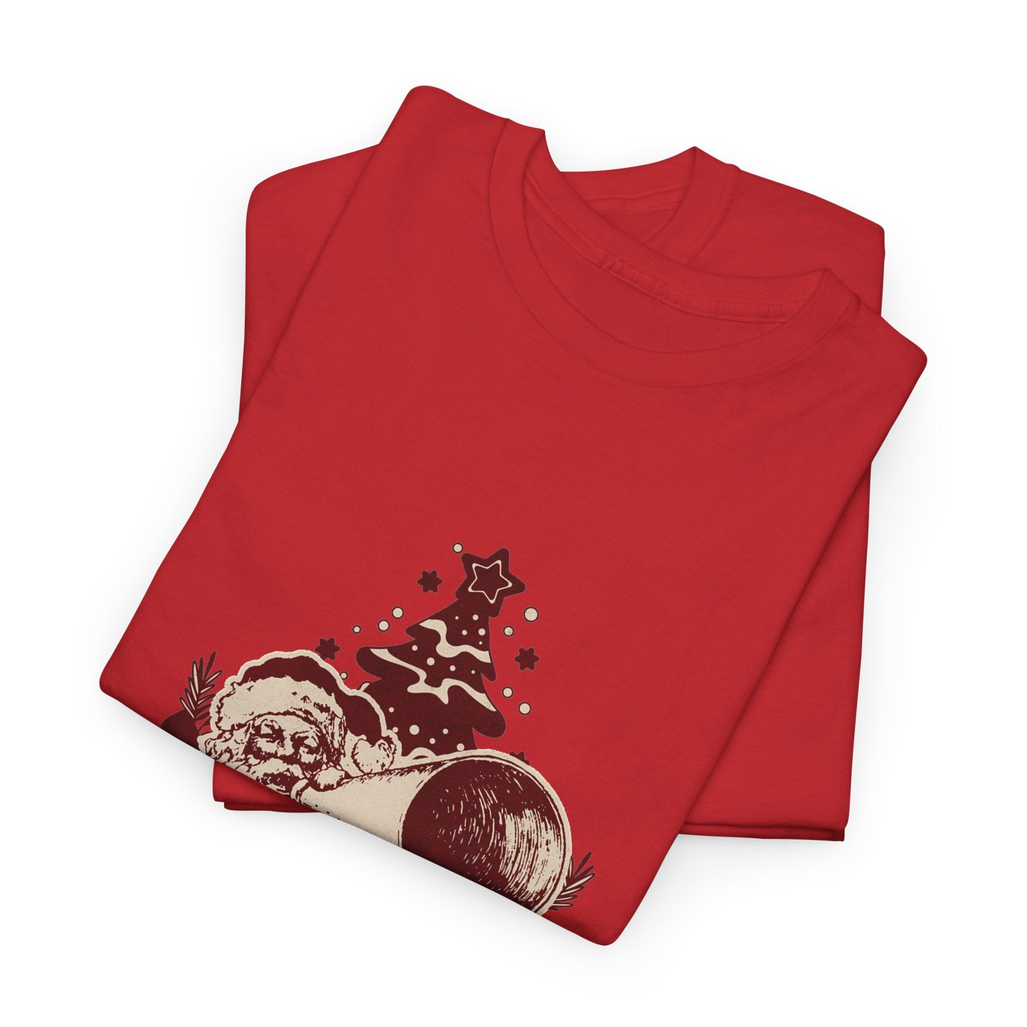 Vintage Megaphone Santa T-Shirt — Retro Christmas Tree Graphic Tee