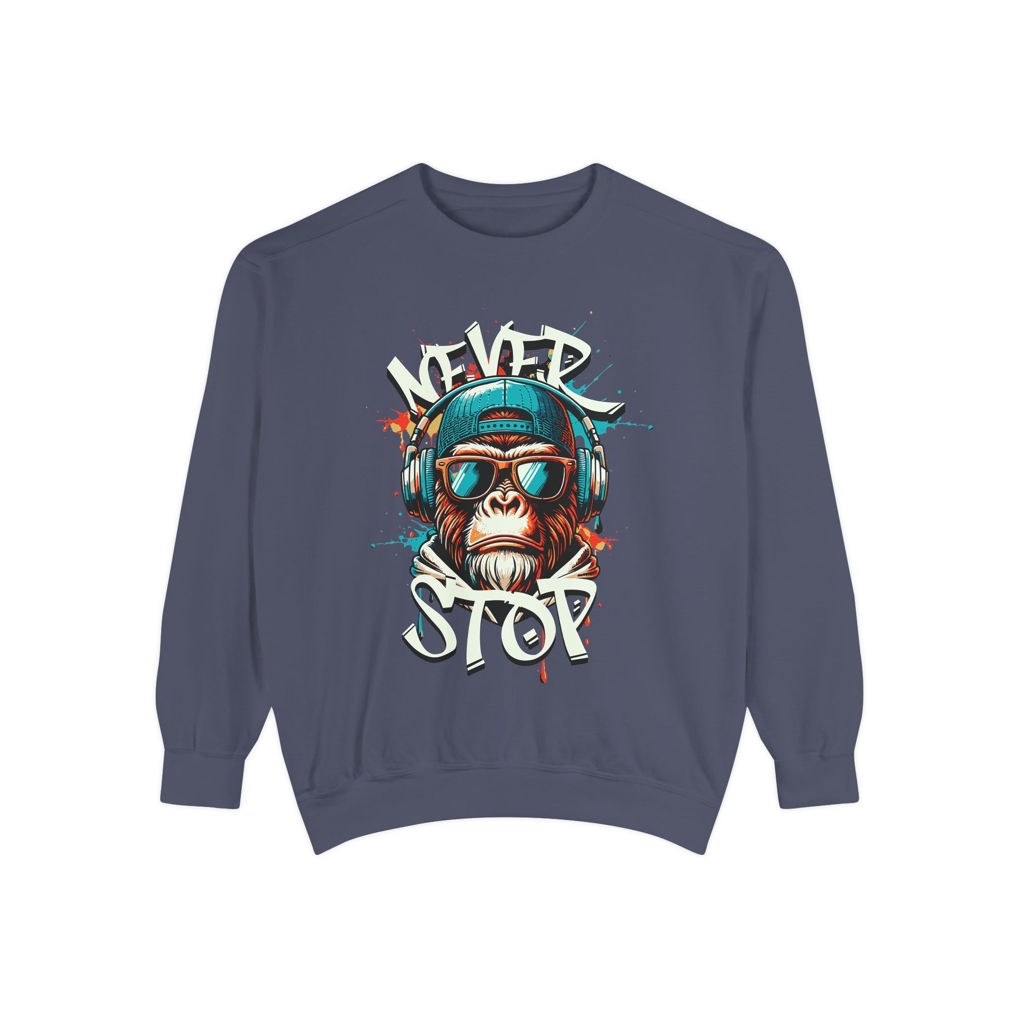 Cool Monkey Graphic Unisex Sweatshirt - Relaxed Fit, Perfect for Casual Outings, Gifts, Music Lovers, Hipster Vibe, Everyday Wear