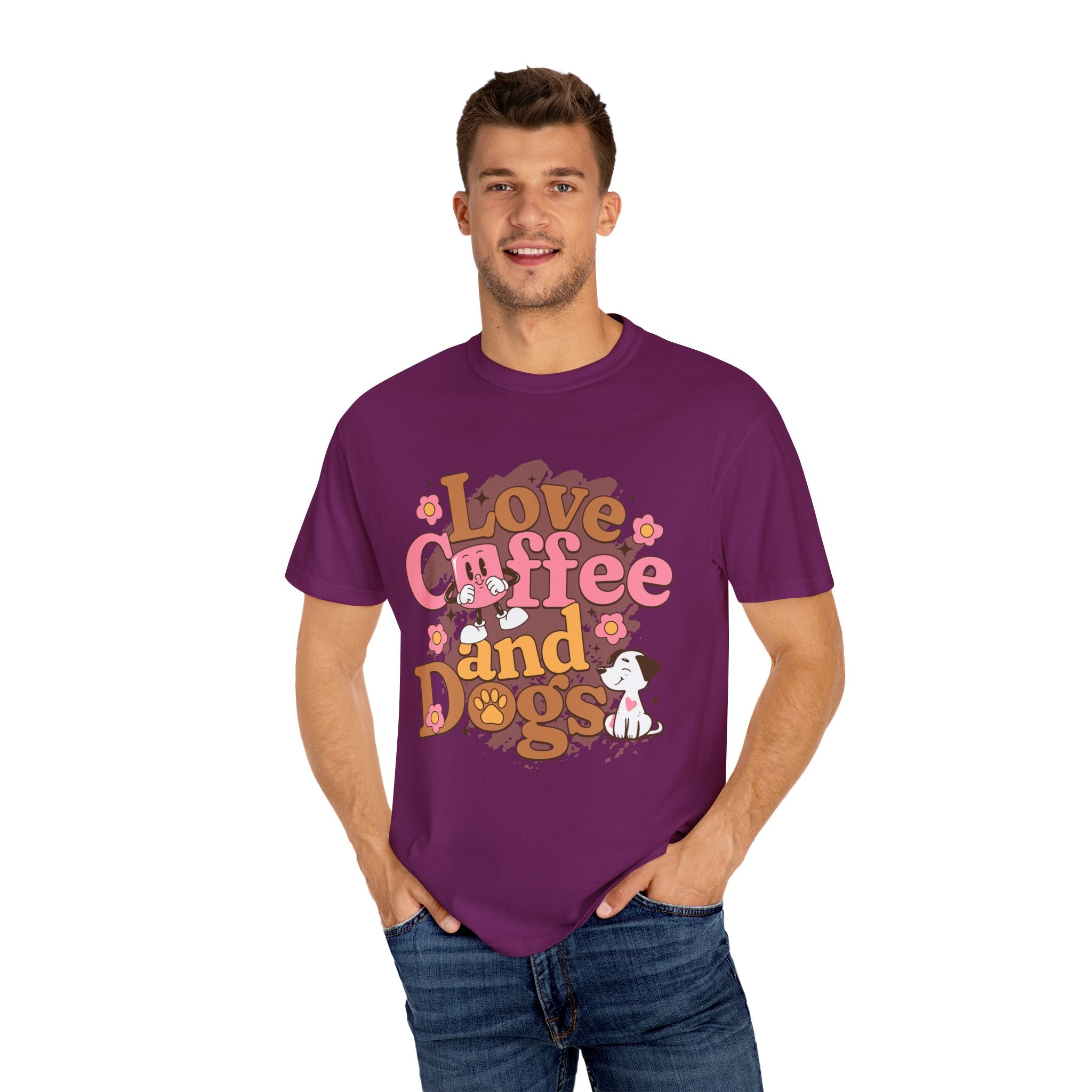 Coffee And Dog Lover's Unisex Sonhco T-shirt - Time For Coffee Keep Chilling and Relaxing