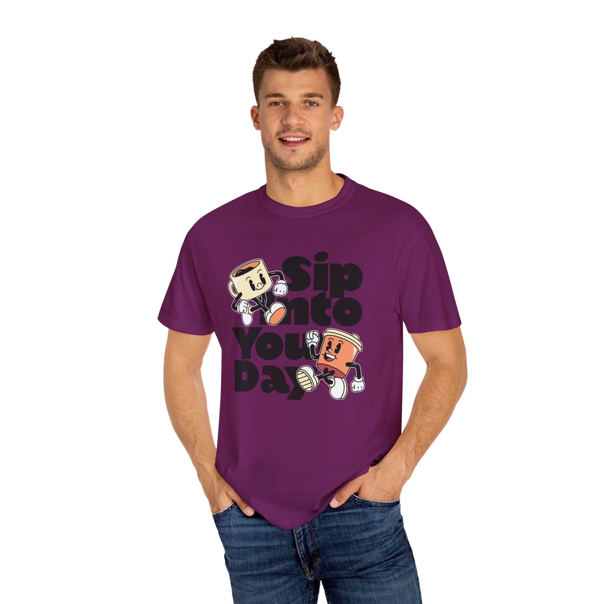 Dyed T-Shirt - Sip Into Your Day Design