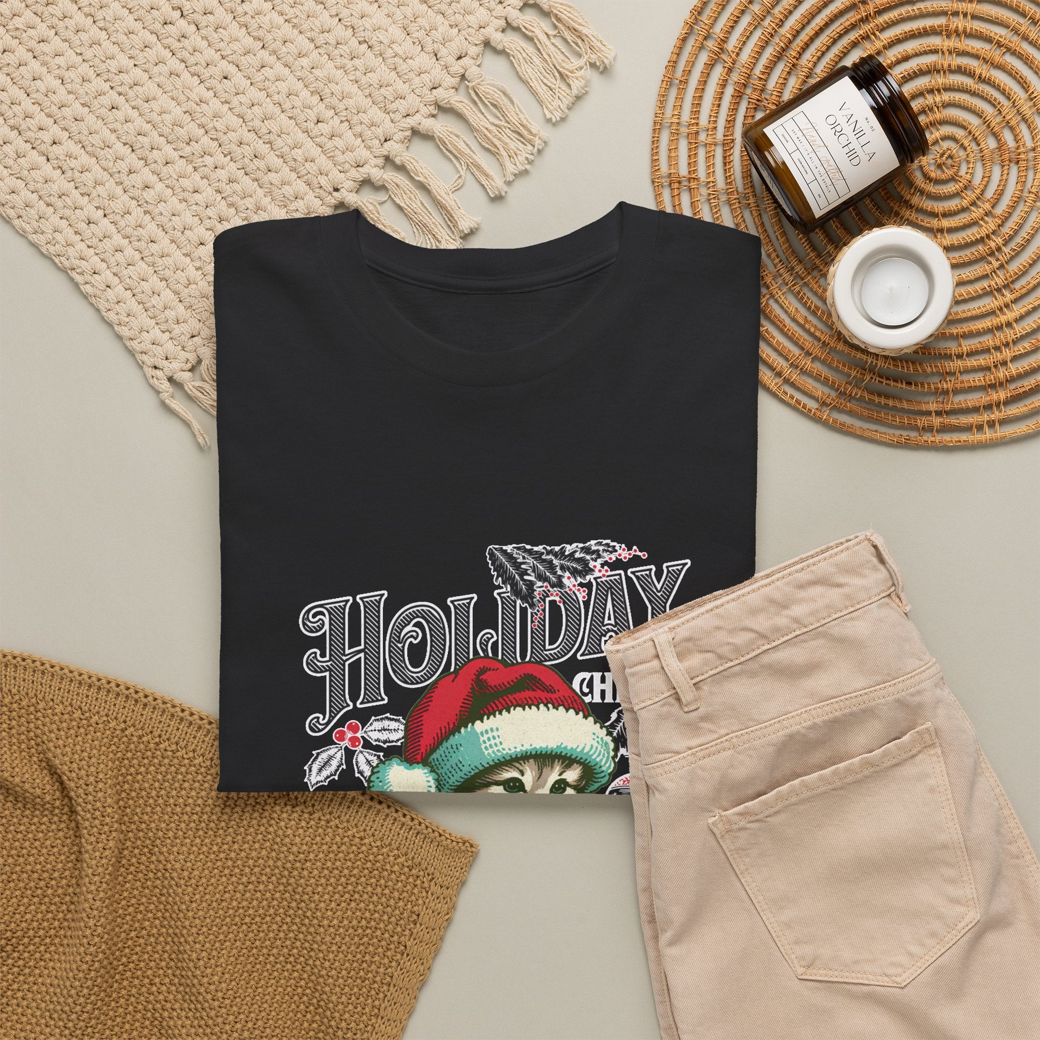 Christmas Peace & Love Holiday T-Shirt — Festive Floral Christmas Graphic Tee
